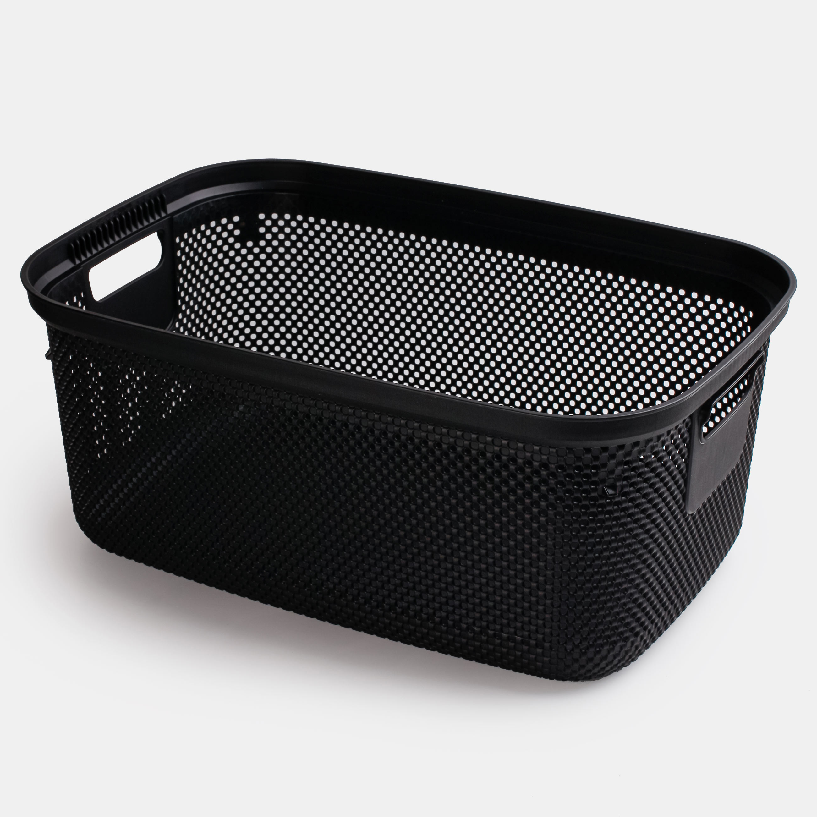 Laundry basket, 52x35x22 cm, with handles, plastic, rectangular, black, Nickel