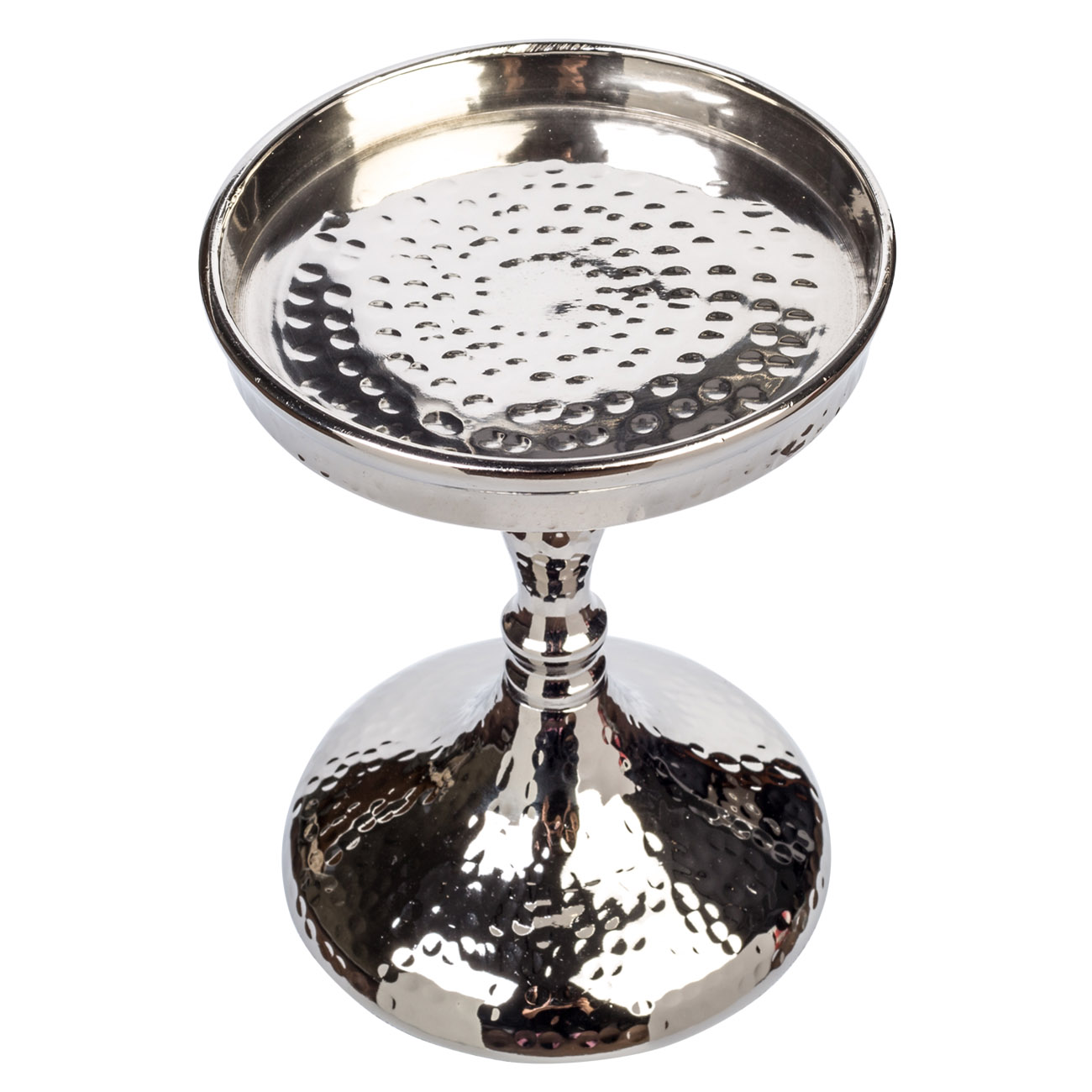 Candle holder, 26 cm, on a leg, glass / metal, silver, Craquelure, Fantastic R