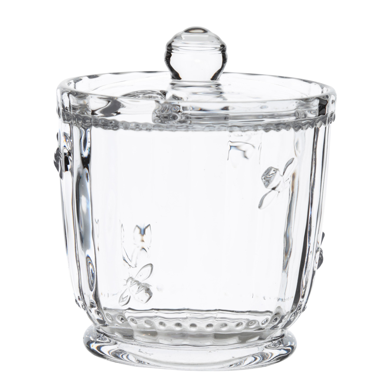 Sugar bowl, 12 cm, 370 ml, with spoon, glass R / steel, Honey