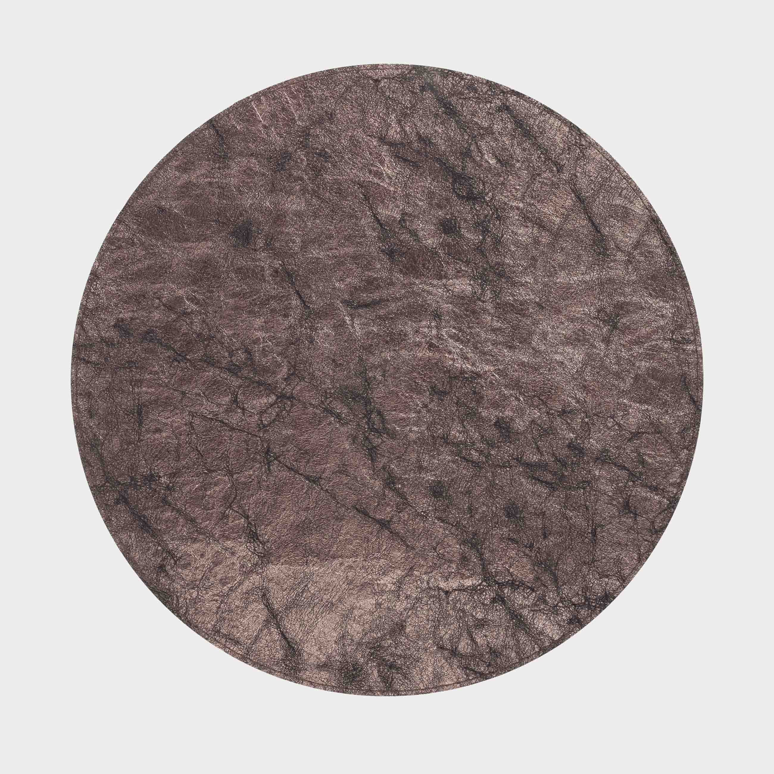 Placemat, 38 cm, double-sided, polyurethane, round, silver/brown, Rock