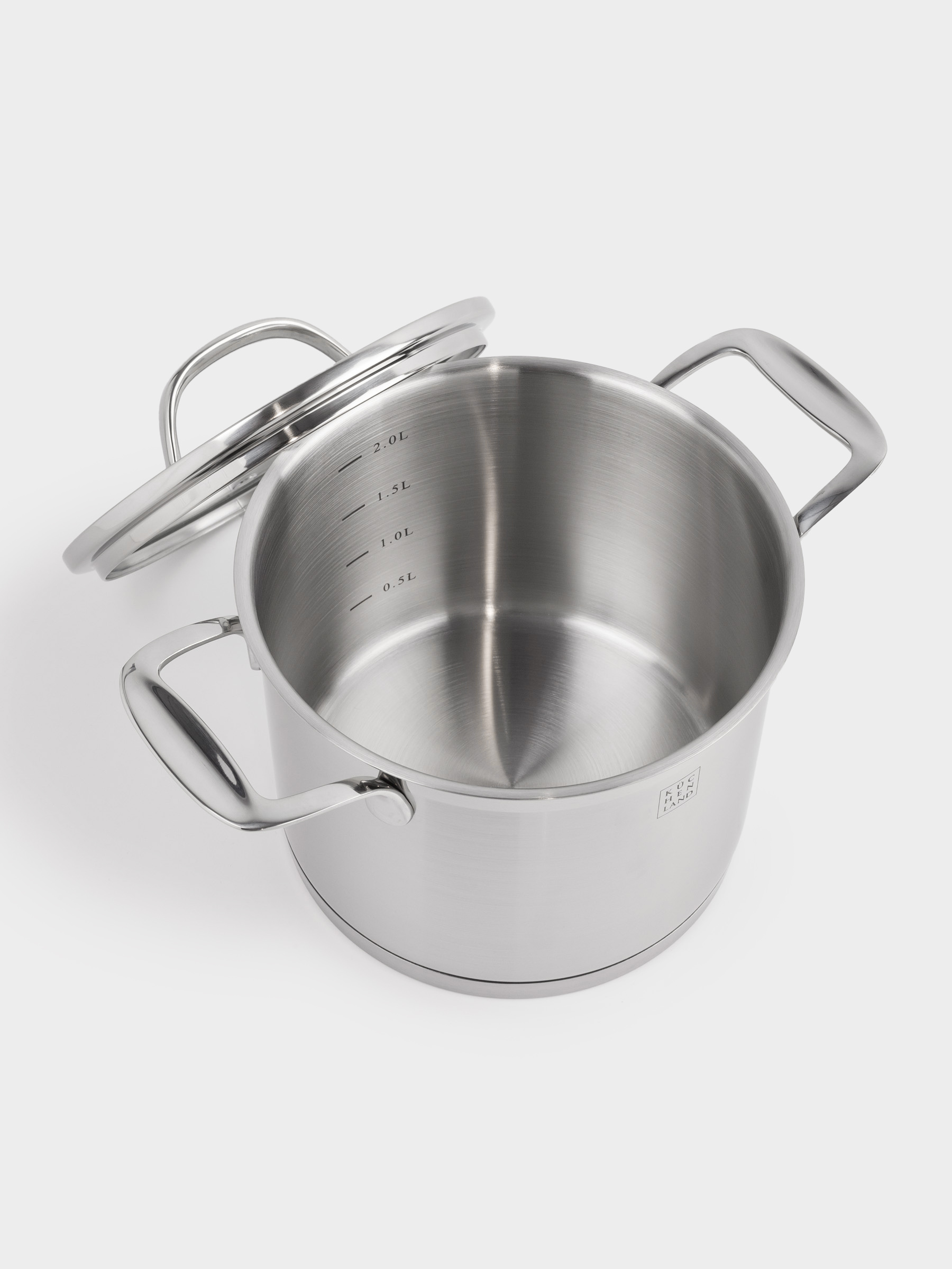 Pot, 16 cm, 2.4 l, with lid, Silver Stone, image-1