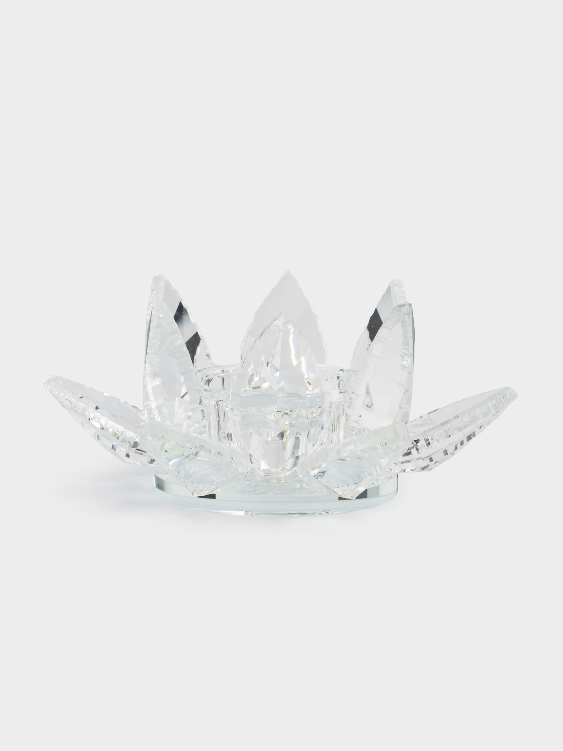 Candlestick, 13 cm, for tea candle, crystal glass, Lotus, Crystal flower, image-0