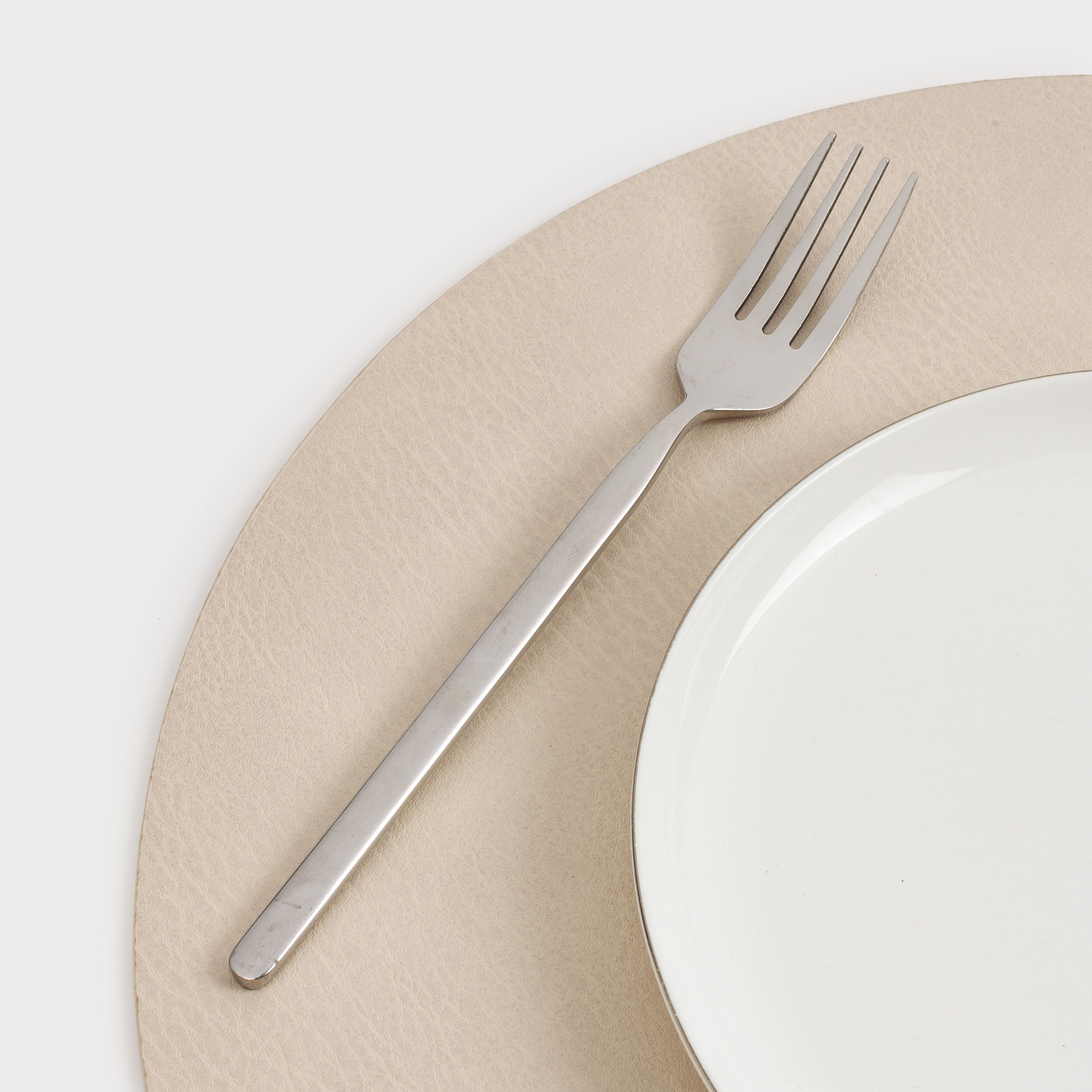Placemats, 38 cm, PVC, round, white-brown, Rock