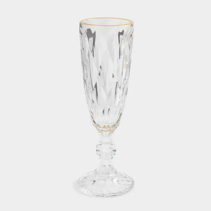 Champagne glass, 170 ml, glass R, with golden edging, Rhomb gold