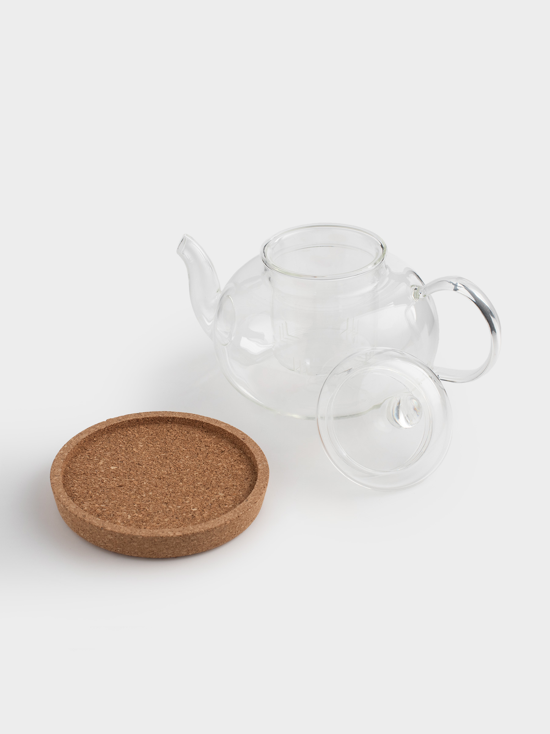 Teapot, 800 ml, on a stand, glass B / cork, Clear cork, image-5