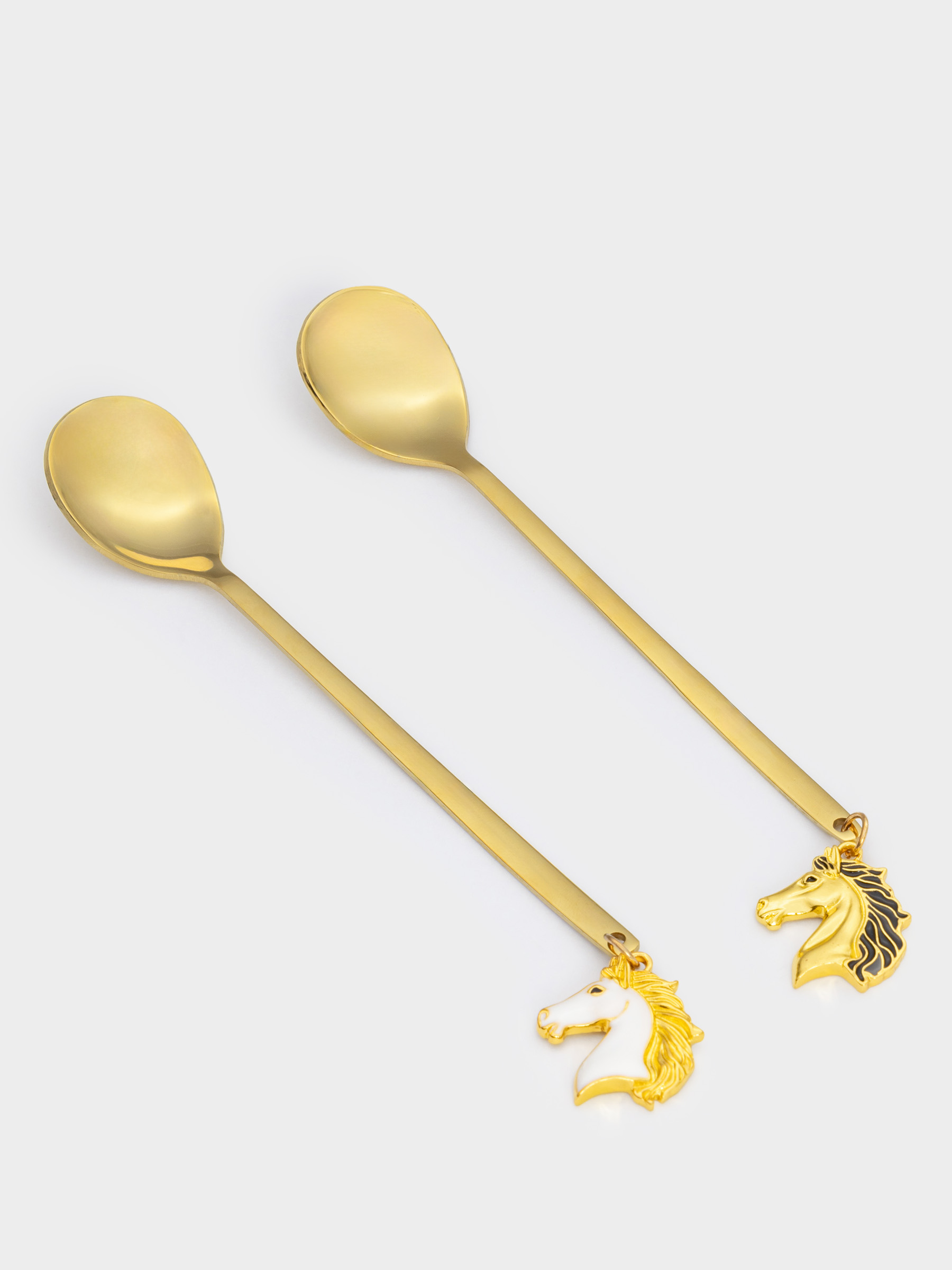 Dessert spoon, 14 cm, 2 pcs, steel, golden, Horse, Horse gold, image-0