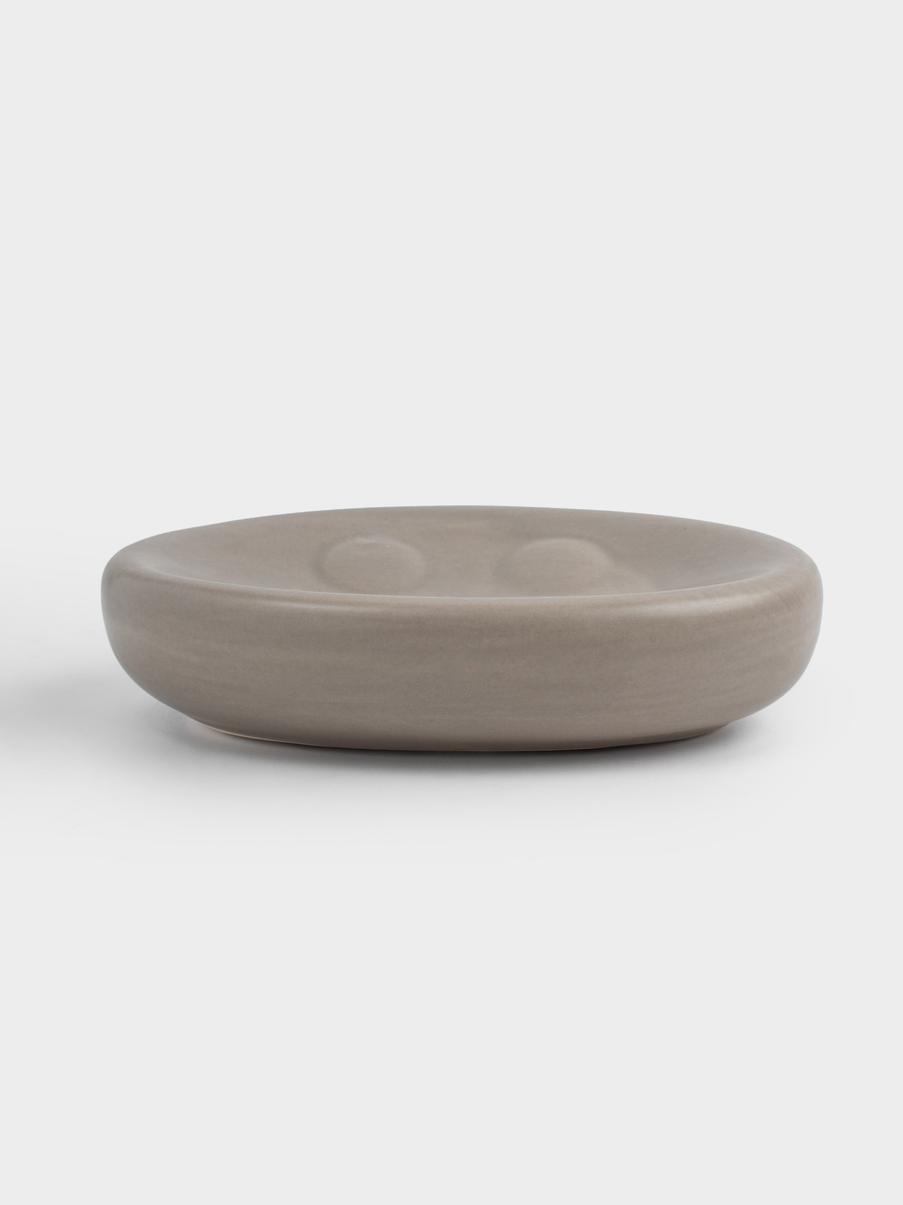Soap dish, 13x9 cm, ceramic, oval, beige-gray, Giza, image-1