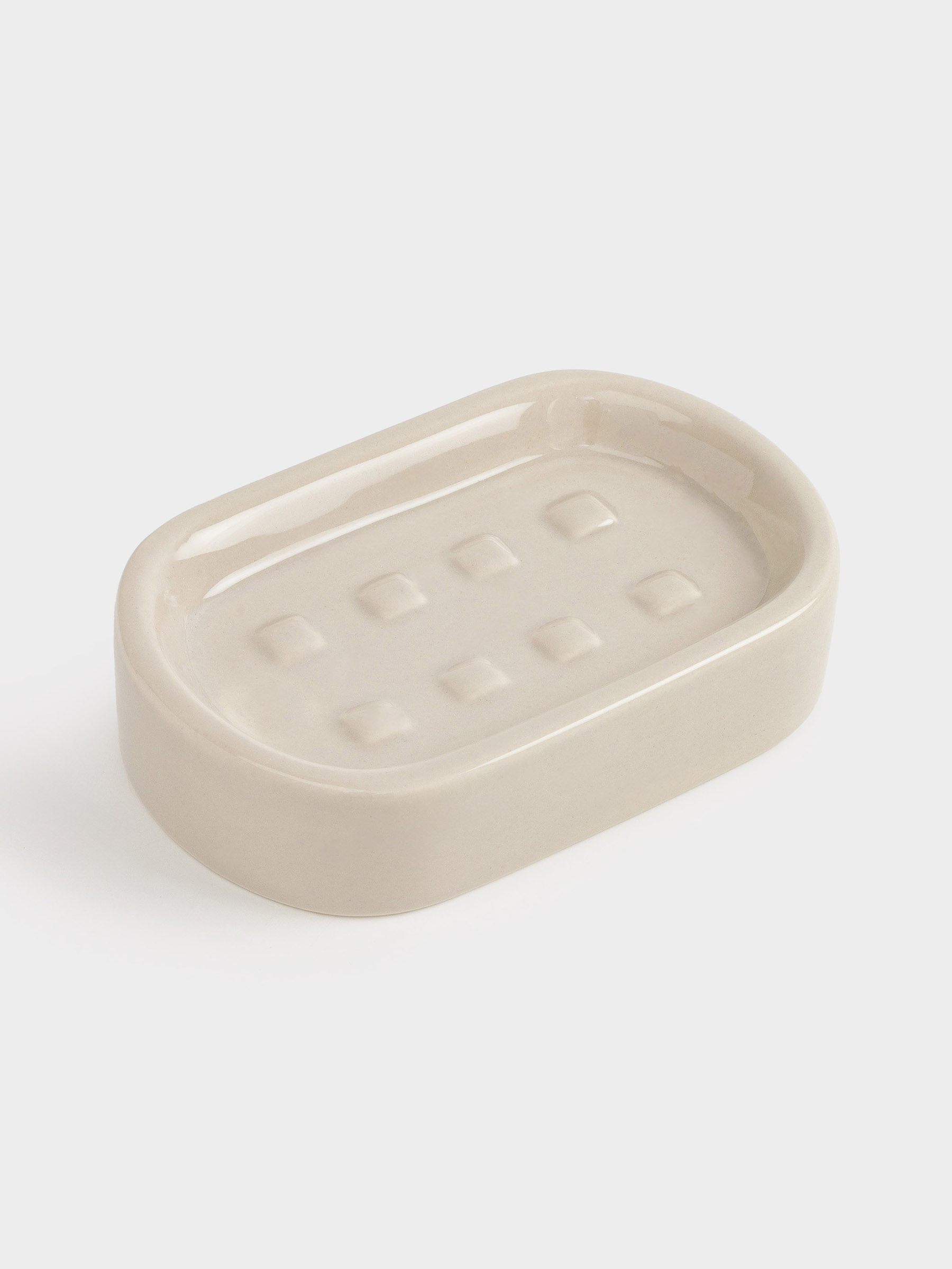 Soap dish, 12x8 cm, ceramic, beige, Nira, image-3
