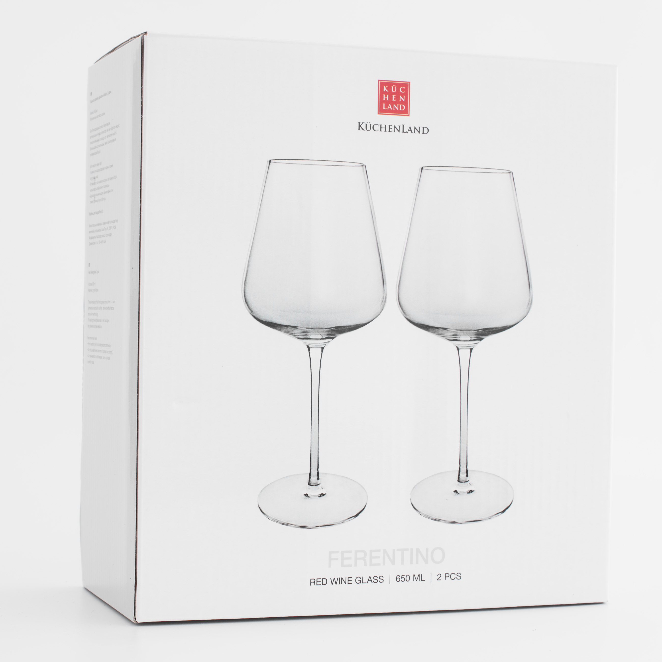 Red wine glass, 650 ml, 2 pcs, crystal glass, Ferentino, image-4