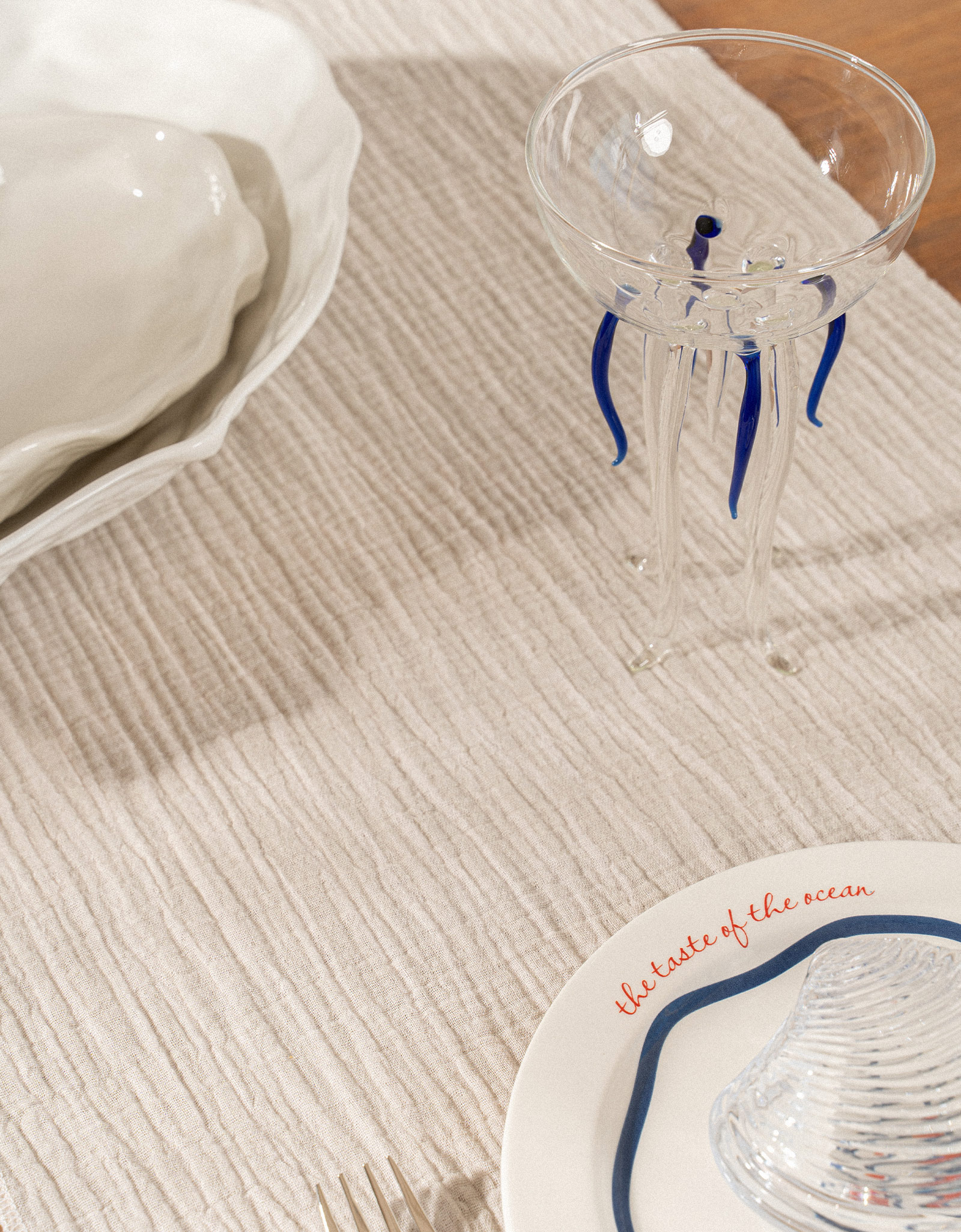 Table runner, 40x160 cm, muslin, milky, Design, Muslin print, image-3