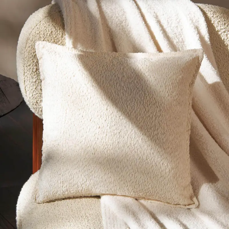 Decorative pillow, 45x45 cm, boucle / corduroy, milk, Boucle