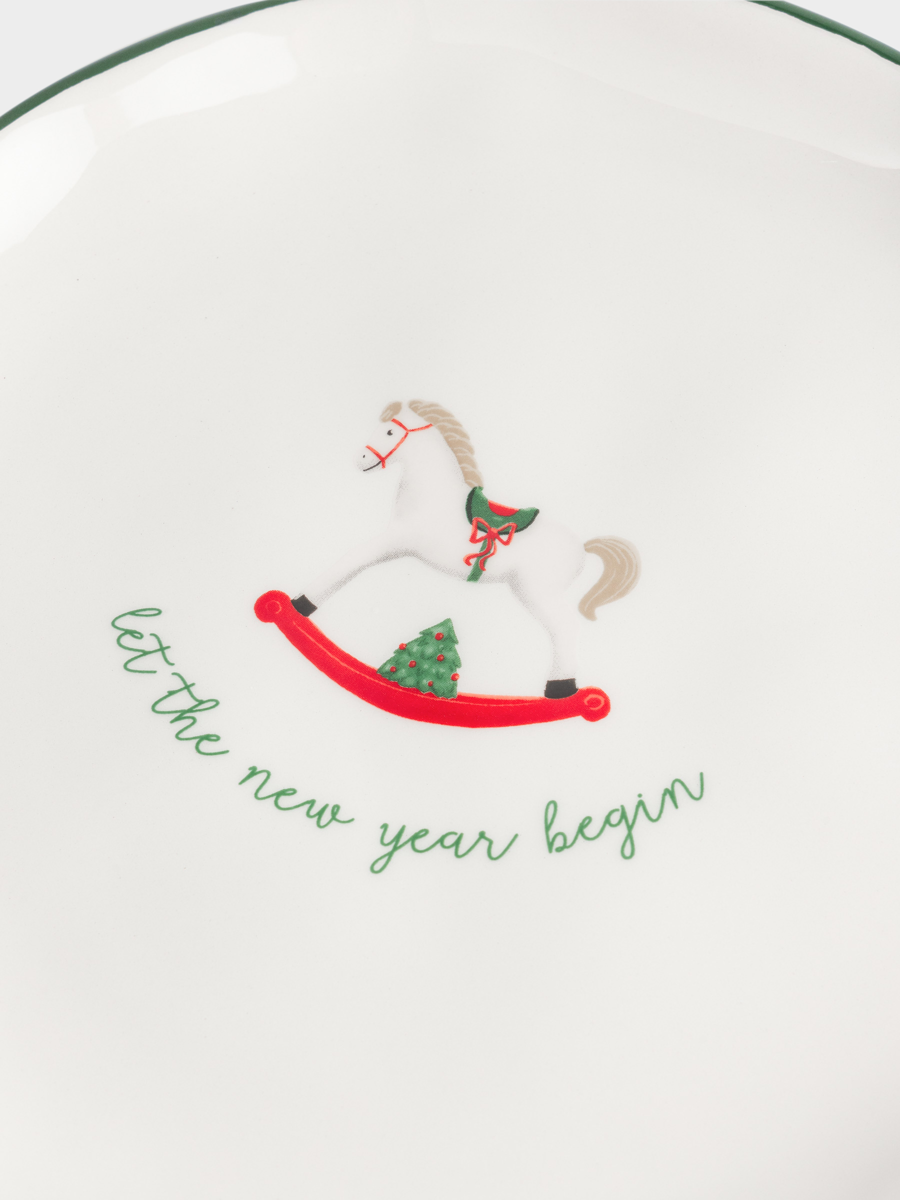 Snack plate, 21 cm, ceramic, Horse, Christmas green, image-3