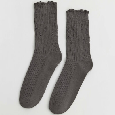 Women's socks, size 36-38, with a ragged effect, cotton / polyester, gray, Rubchik grunge ,image-0