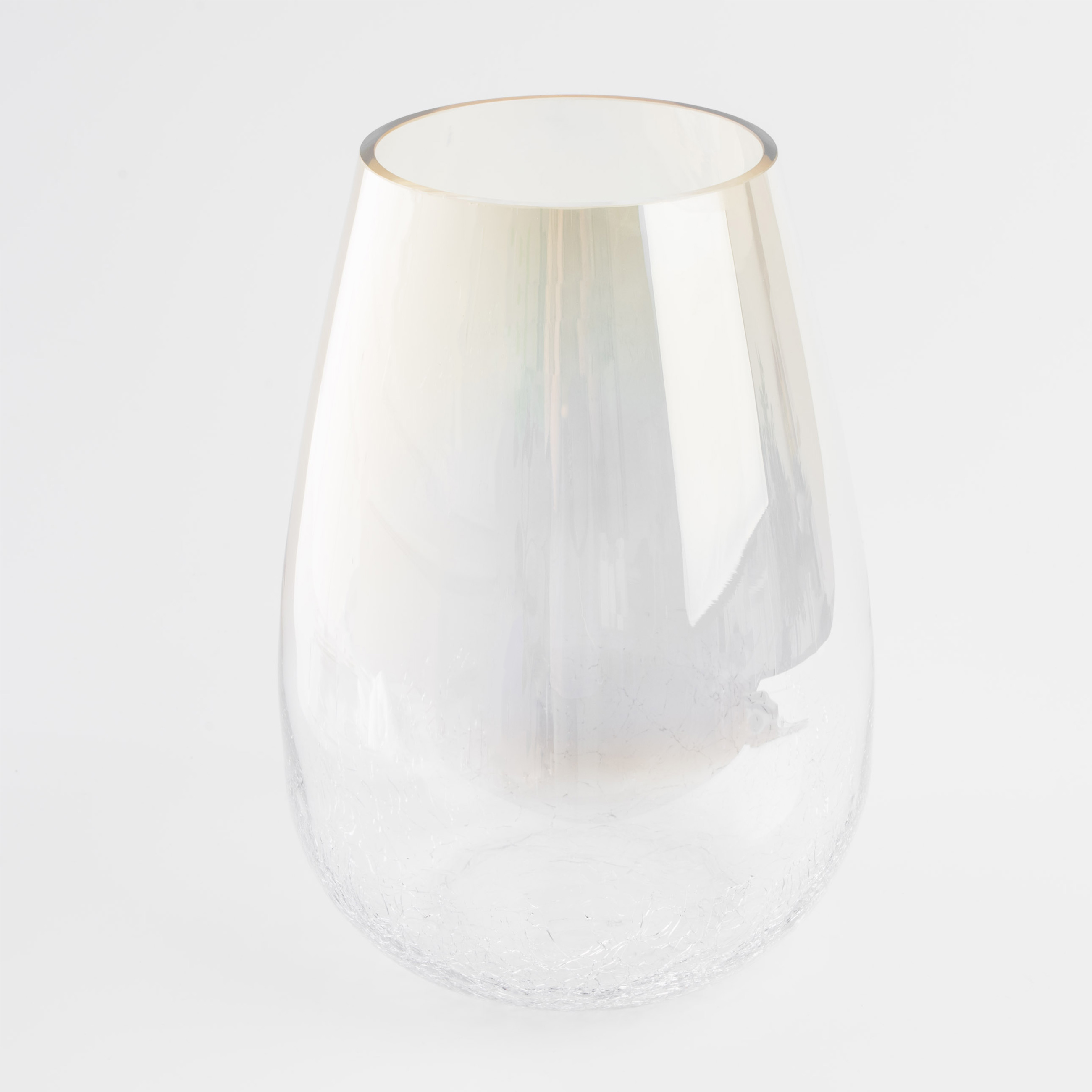 Flower vase, 26 cm, glass, beige gradient, Craquelure, Ice, image-0