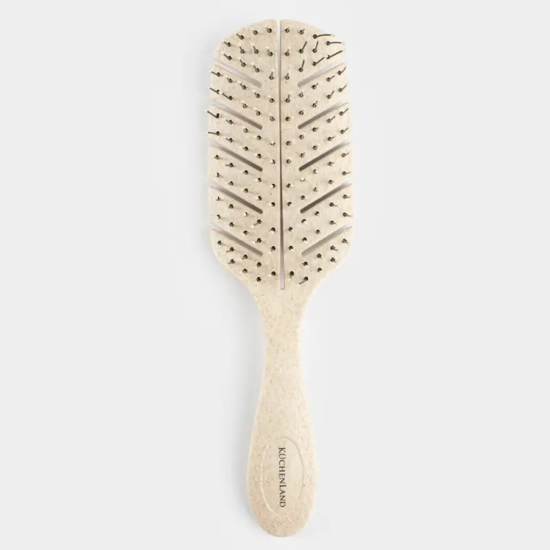 Hair massage comb, 23 cm, vegetable fiber / plastic, beige, Demo ,image-0