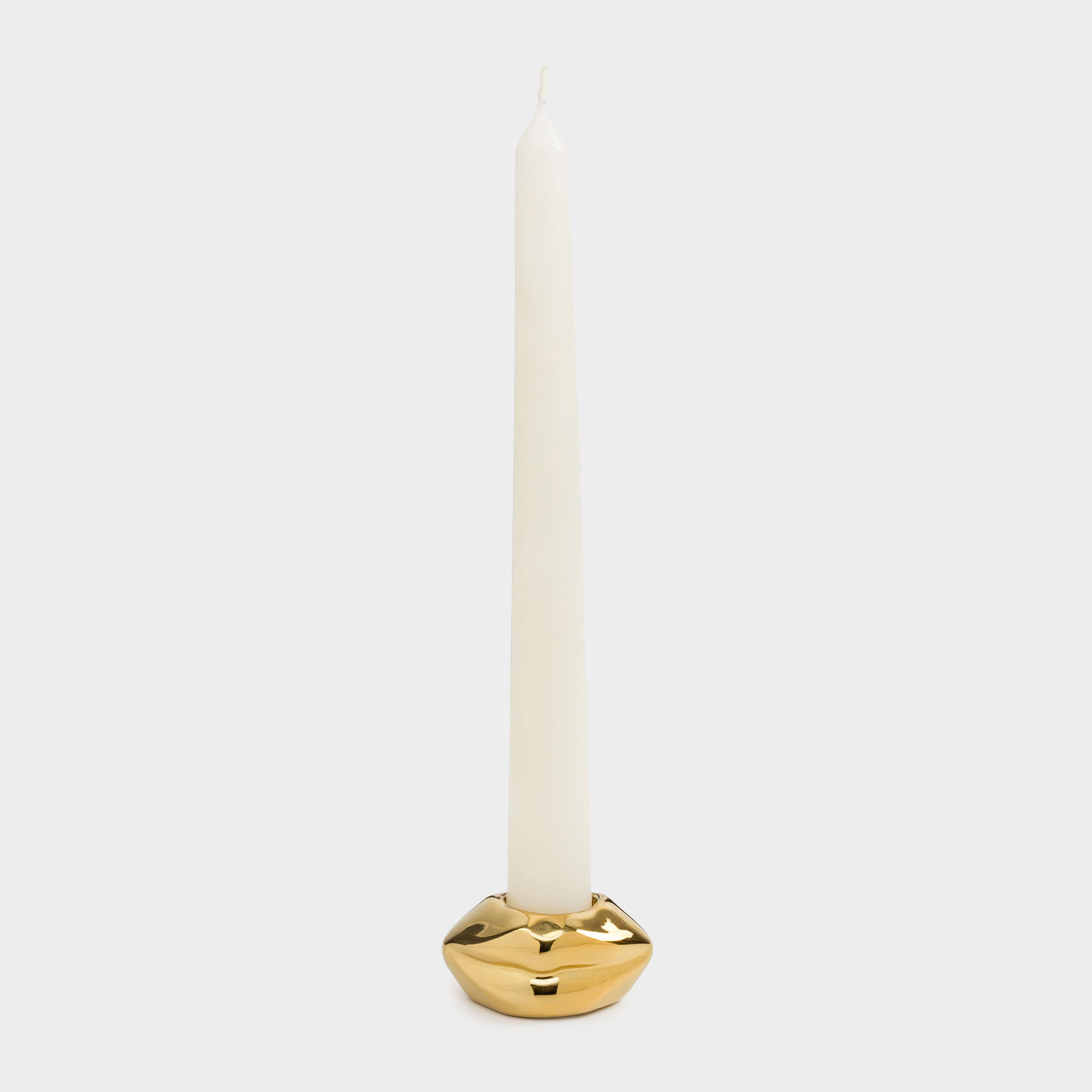 Candlestick, 6 cm, for a thin candle, porcelain P, golden, Lips, Lips