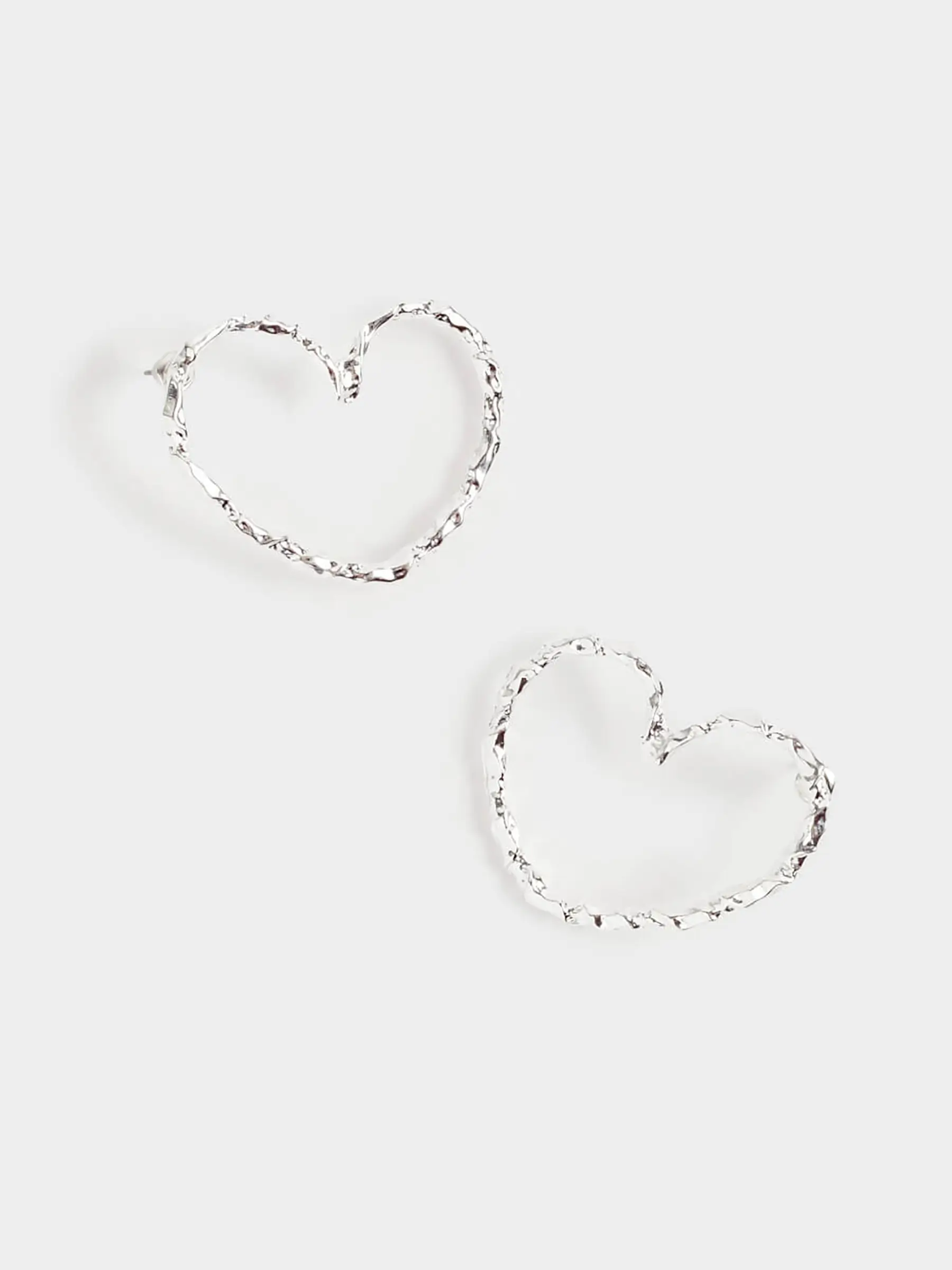 Stud earrings, 4 cm, 2 pieces, metal, silver, Hearts, Jewelry heart