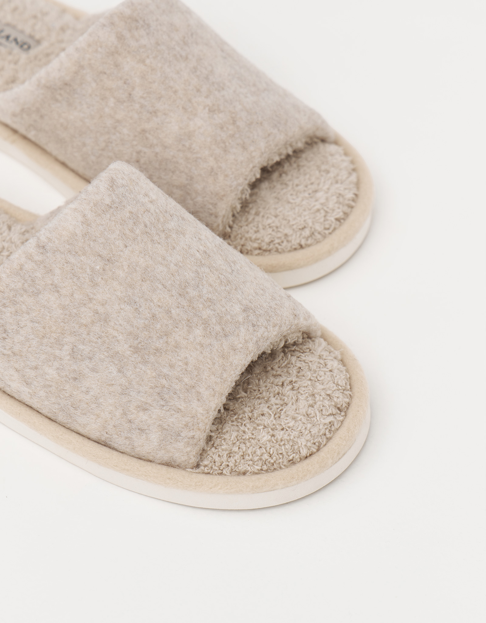 Women's slippers, homewear, size 36-37, fleece/felt, sand, Curled, image-2