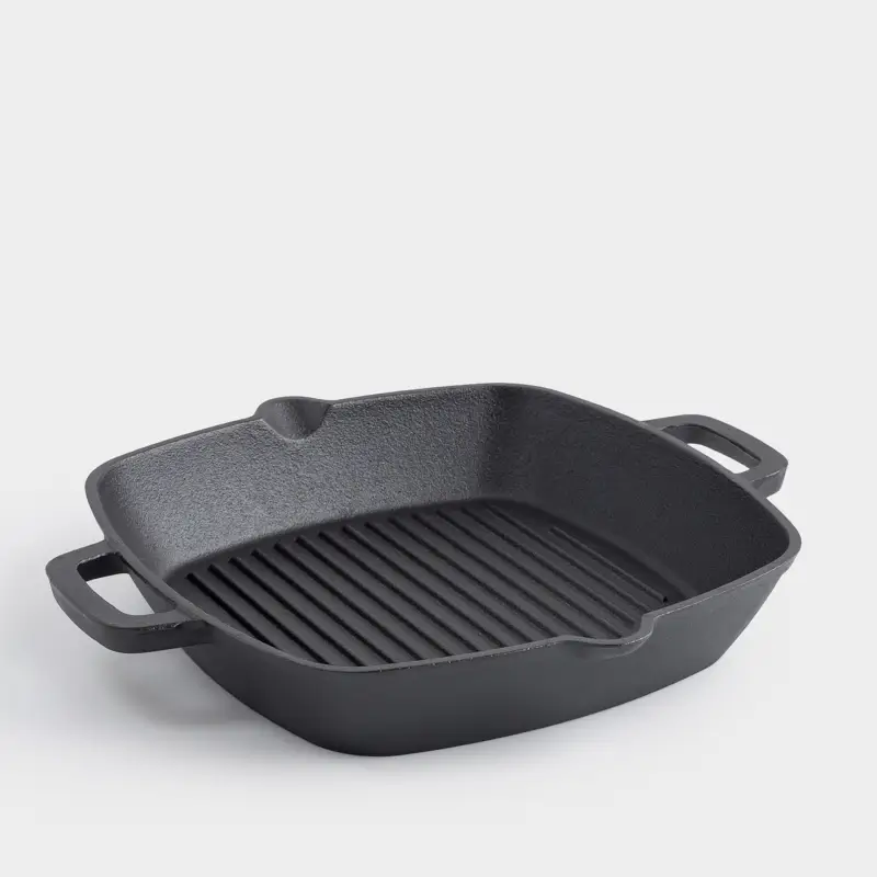 Grill pan, 26 cm, with handles, cast iron, square, black, Authentic ,image-0