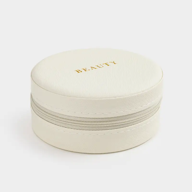 Jewelry box, 9x5 cm, artificial leather, milk, Premiere small