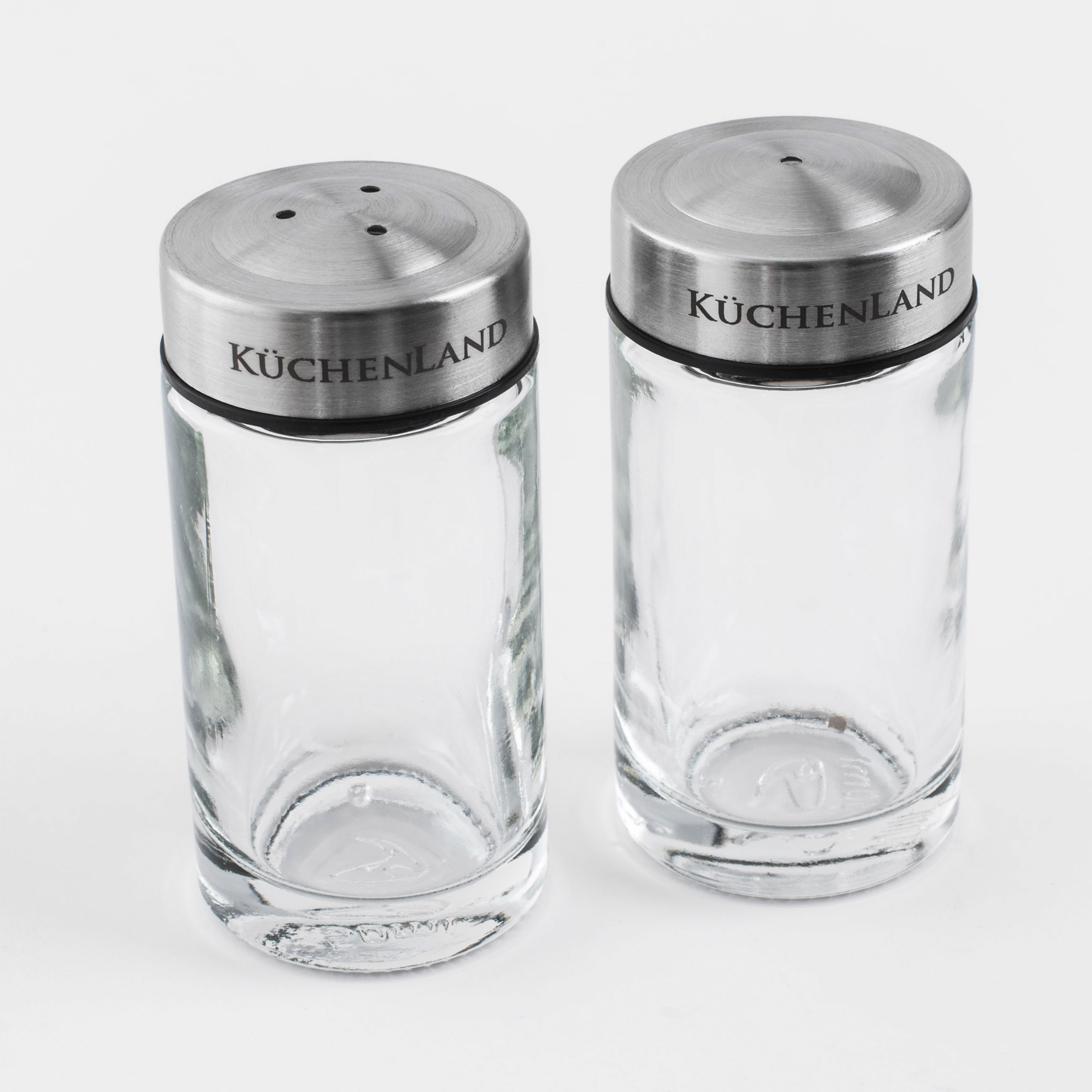 Salt and pepper set, 7 cm, glass/steel, Classic