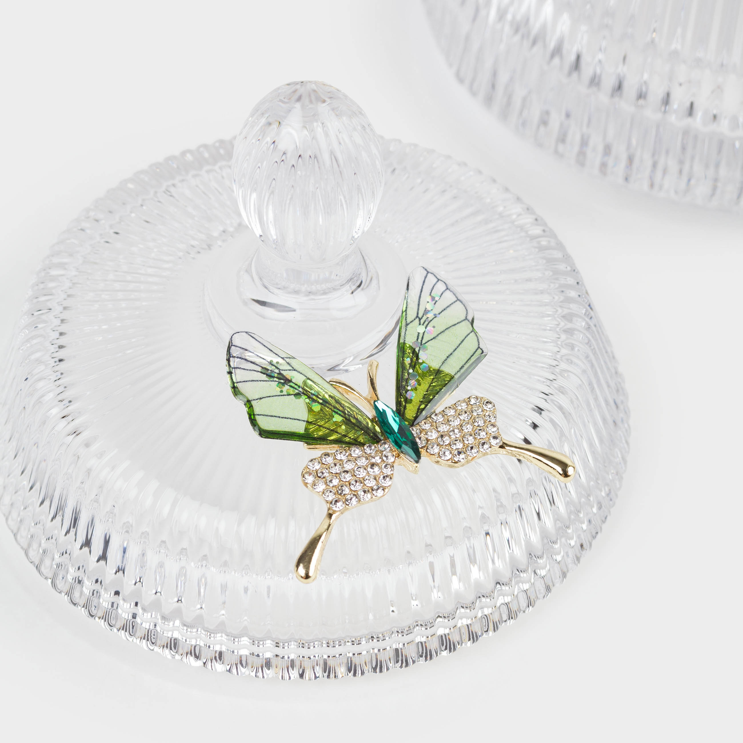 Storage container, 11x13 cm, 250 ml, glass R / rhinestones, Butterfly, Butterfly, image-4