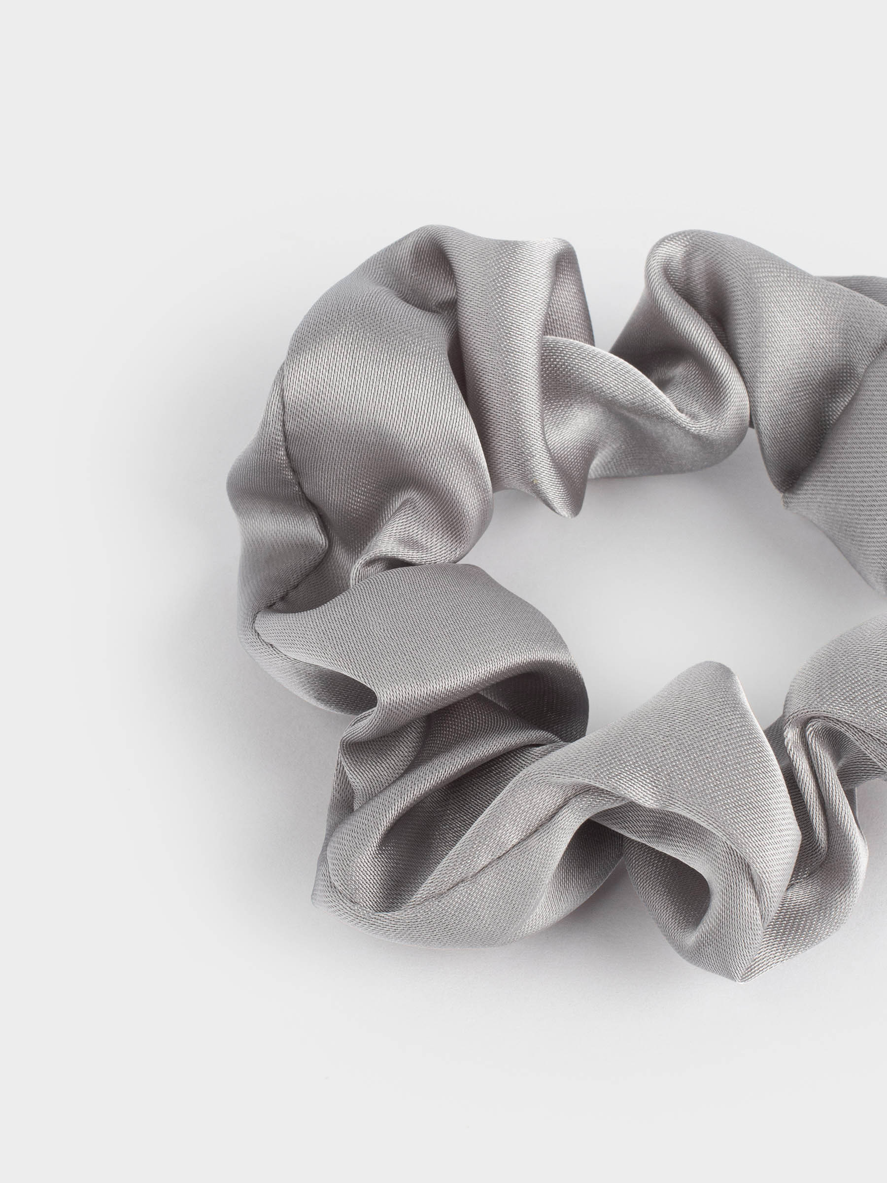 Elastic hair band, 6 cm, satin, grey, Silk, image-3