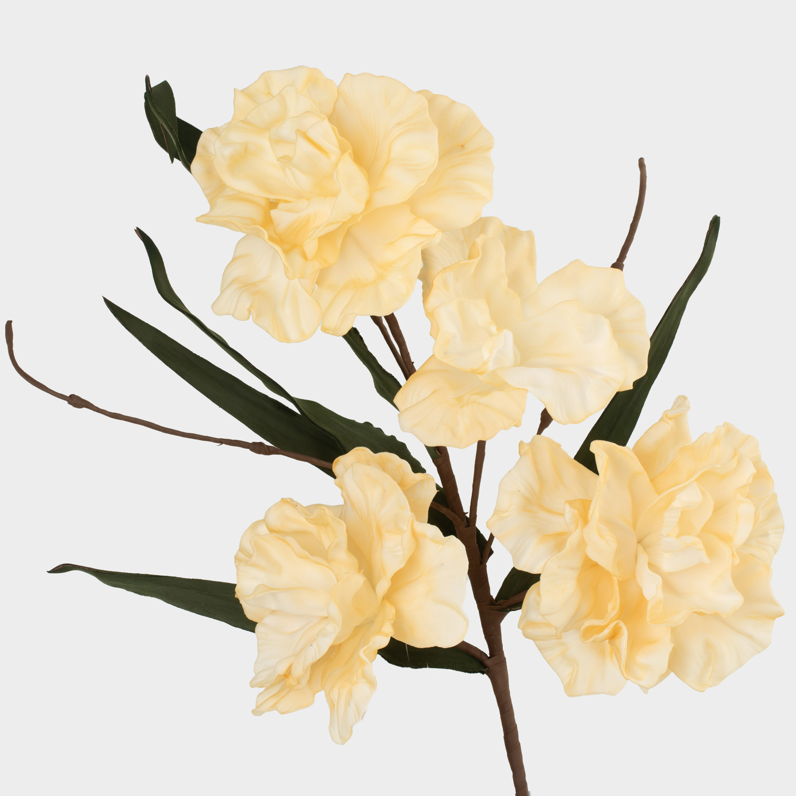 Decorative branch, 1 m, plastic / foam, Cream peonies, Flower garden, image-1
