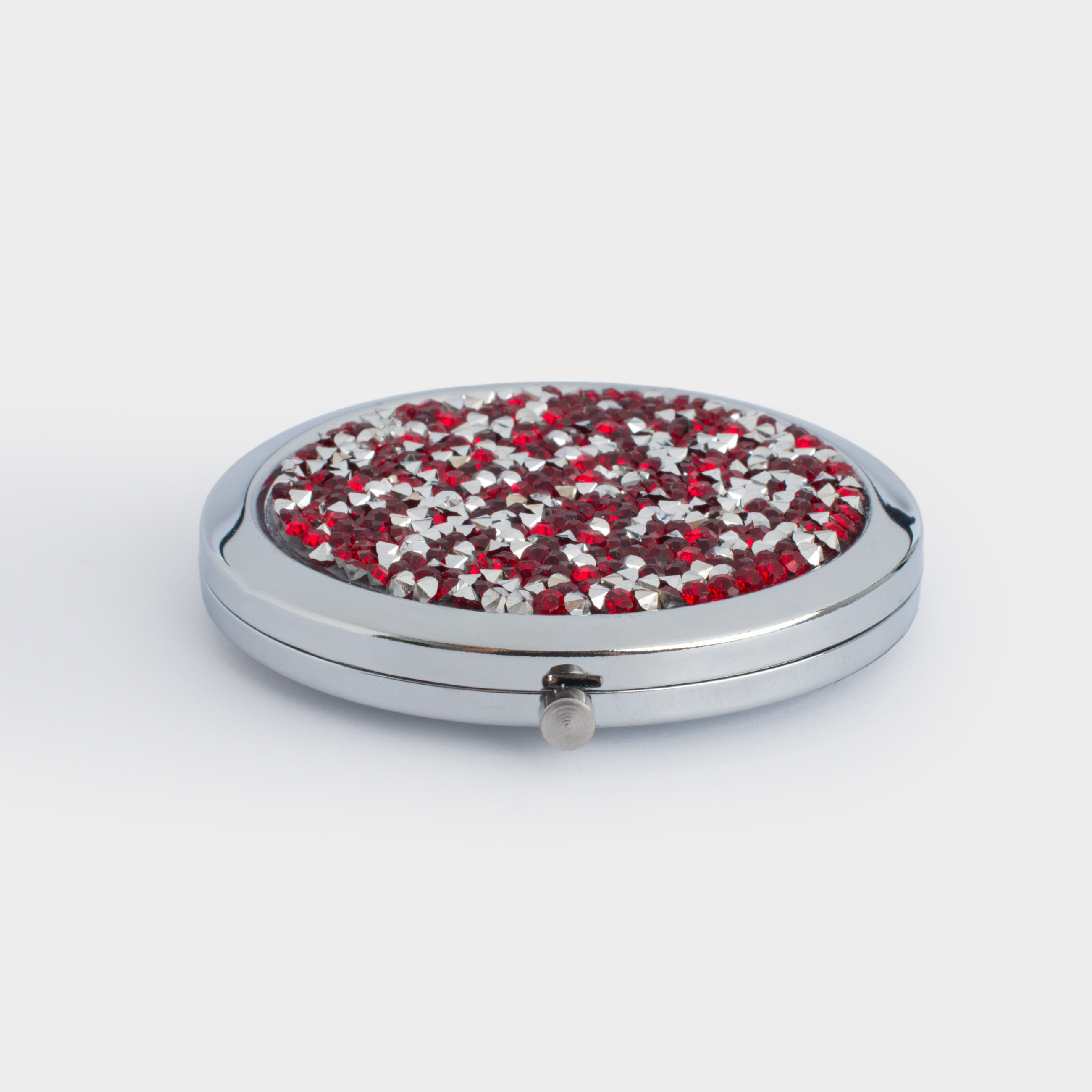 Pocket mirror, 7 cm, double-sided, silver, Sequins, Actress