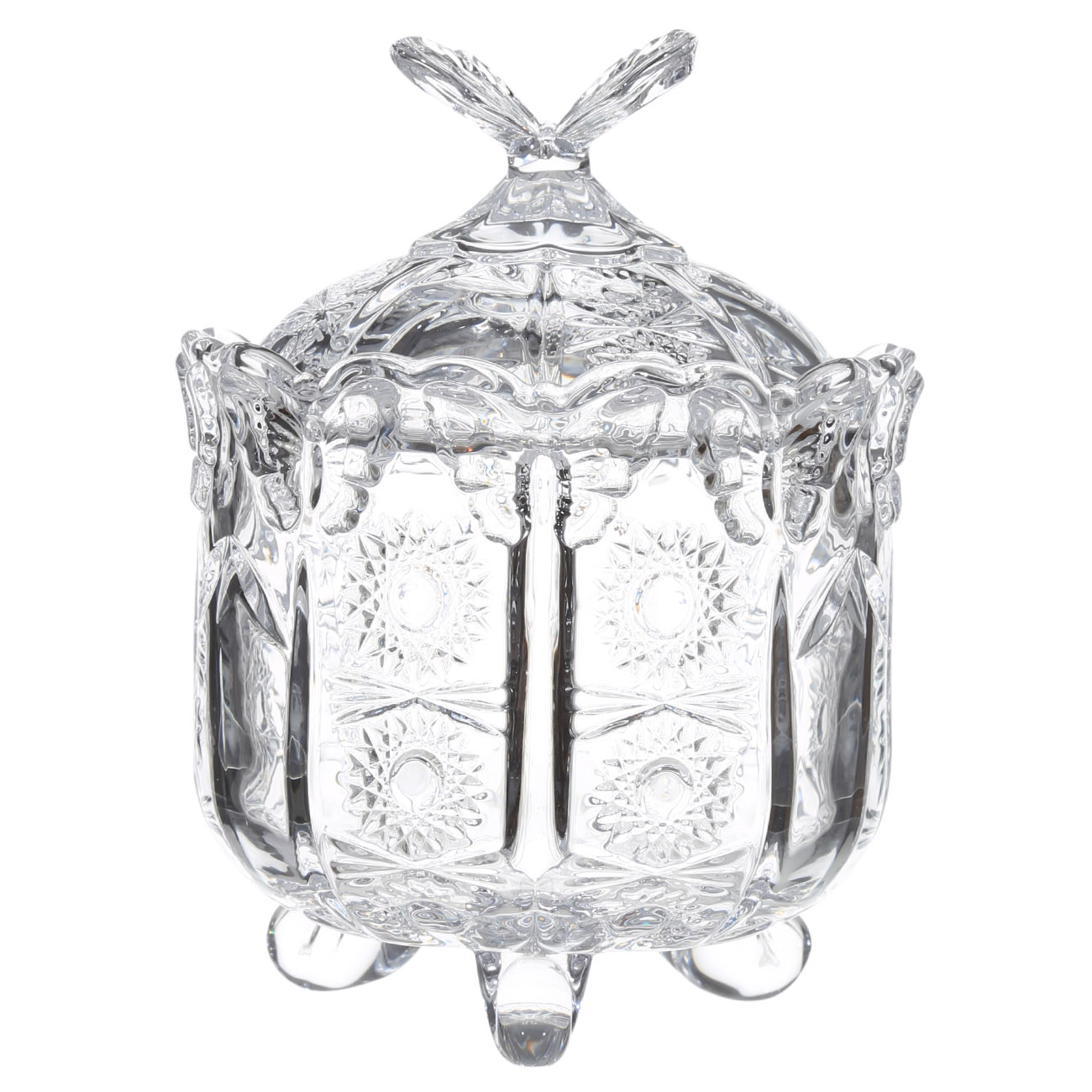 Candy bowl, 10x14 cm, with lid, glass R, Butterfly, Butterfly, image-0