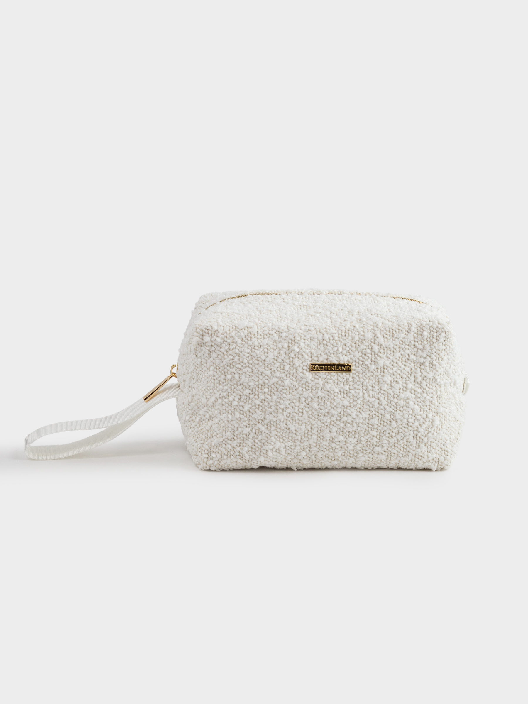 Cosmetic bag, 25x12 cm, with handle, Boucle, milky, Boucle beauty, image-0