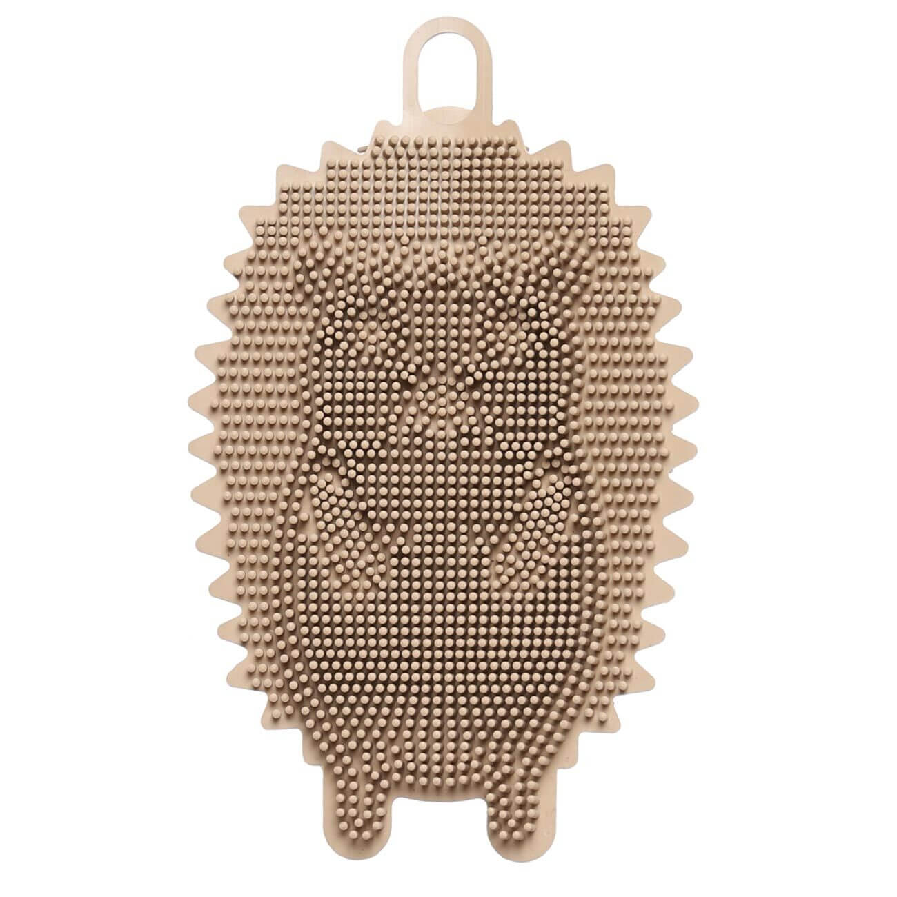 Dish washing sponge, 13 cm, Silicone, Beige, Hedgehog, Manny