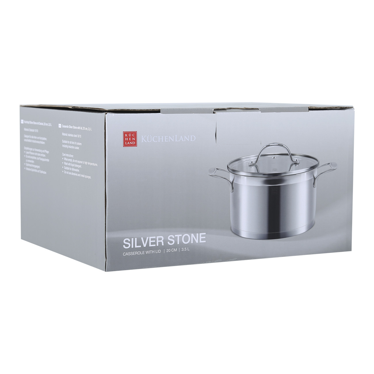 Pot, 20 cm, 3.5 l, with lid, Silver Stone