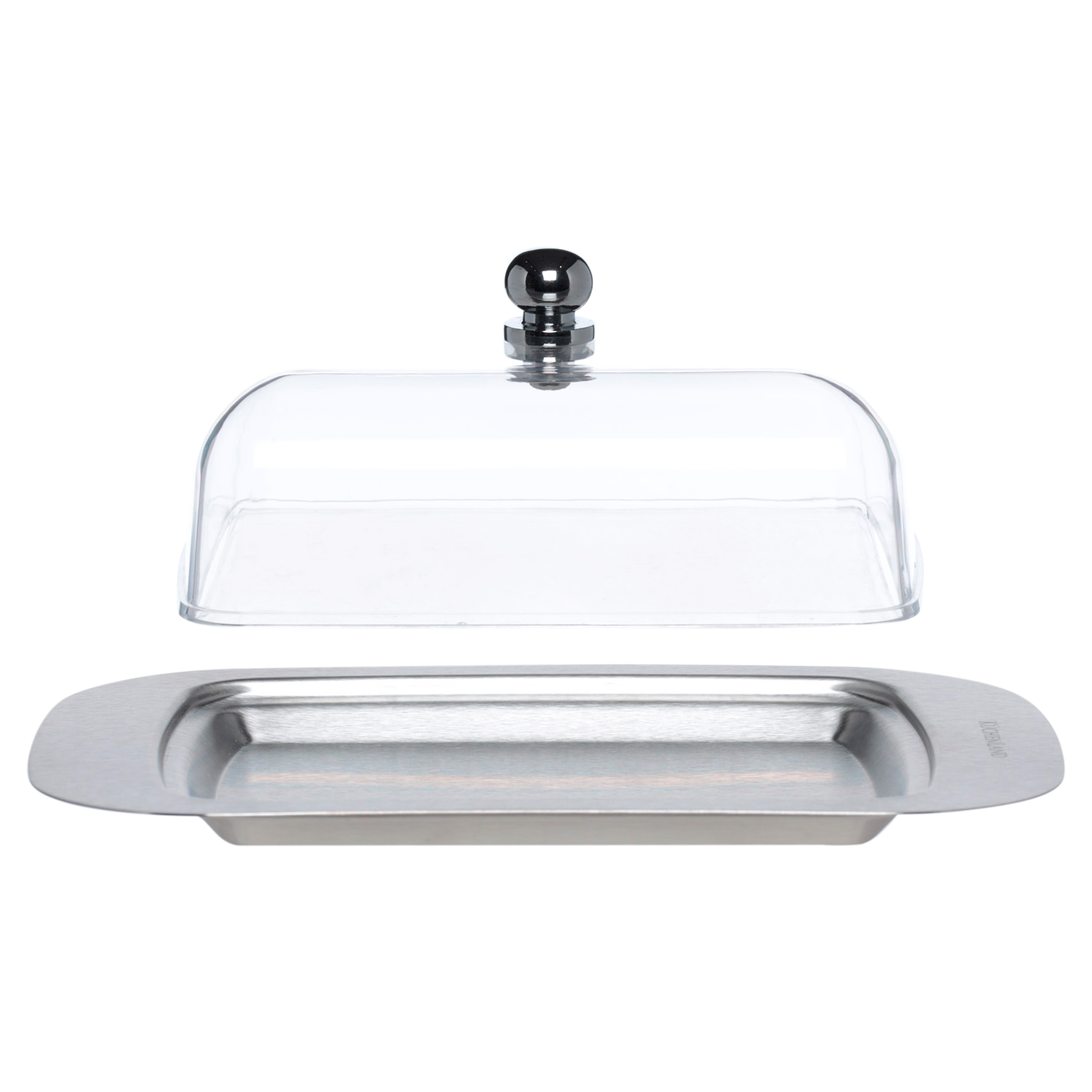 Butter dish, 14 cm, steel / plastic, rectangular, Classic