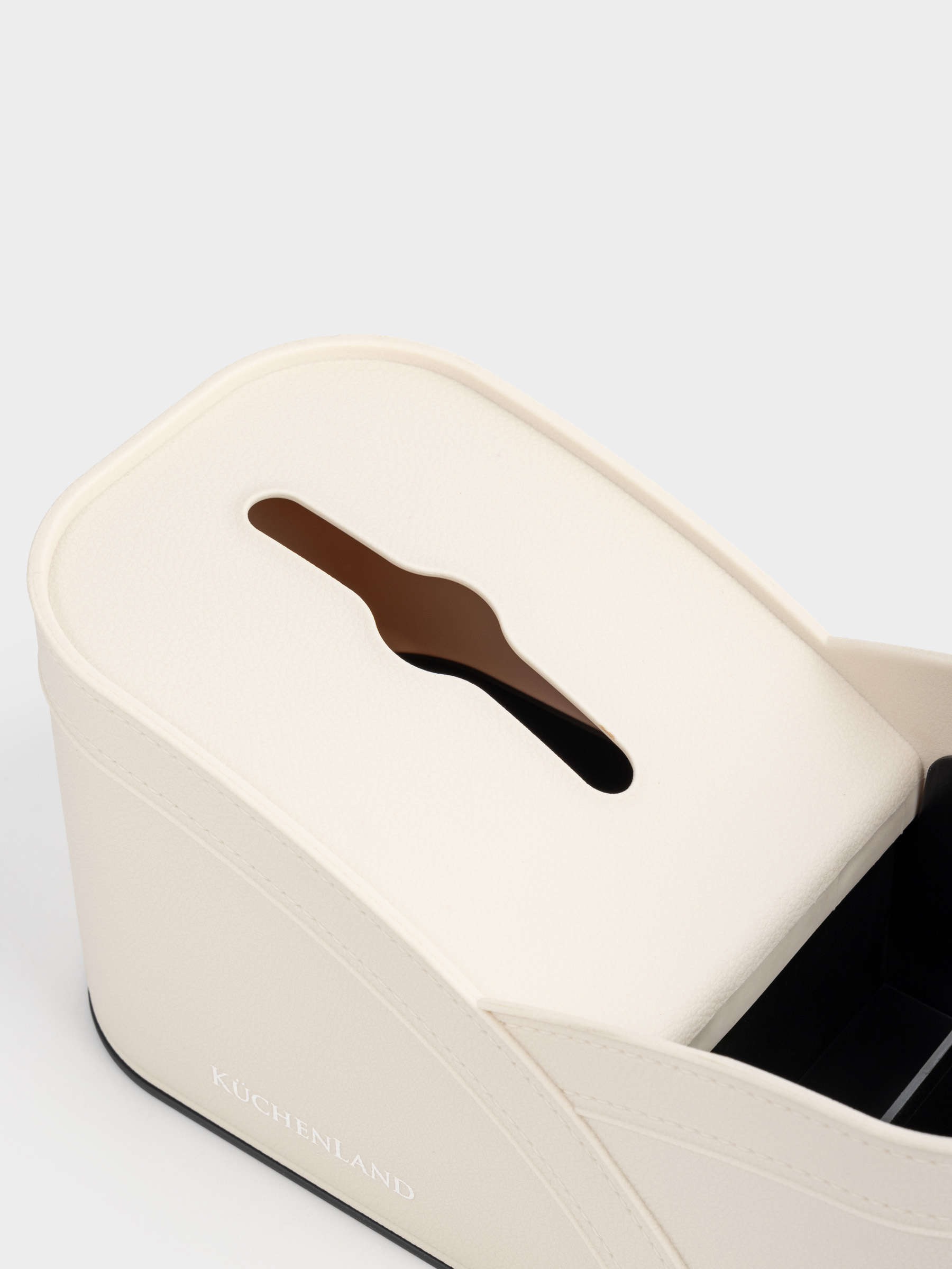 Storage basket, 28x26 cm, 3 compartments, polyurethane, milky, Premiere, image-3