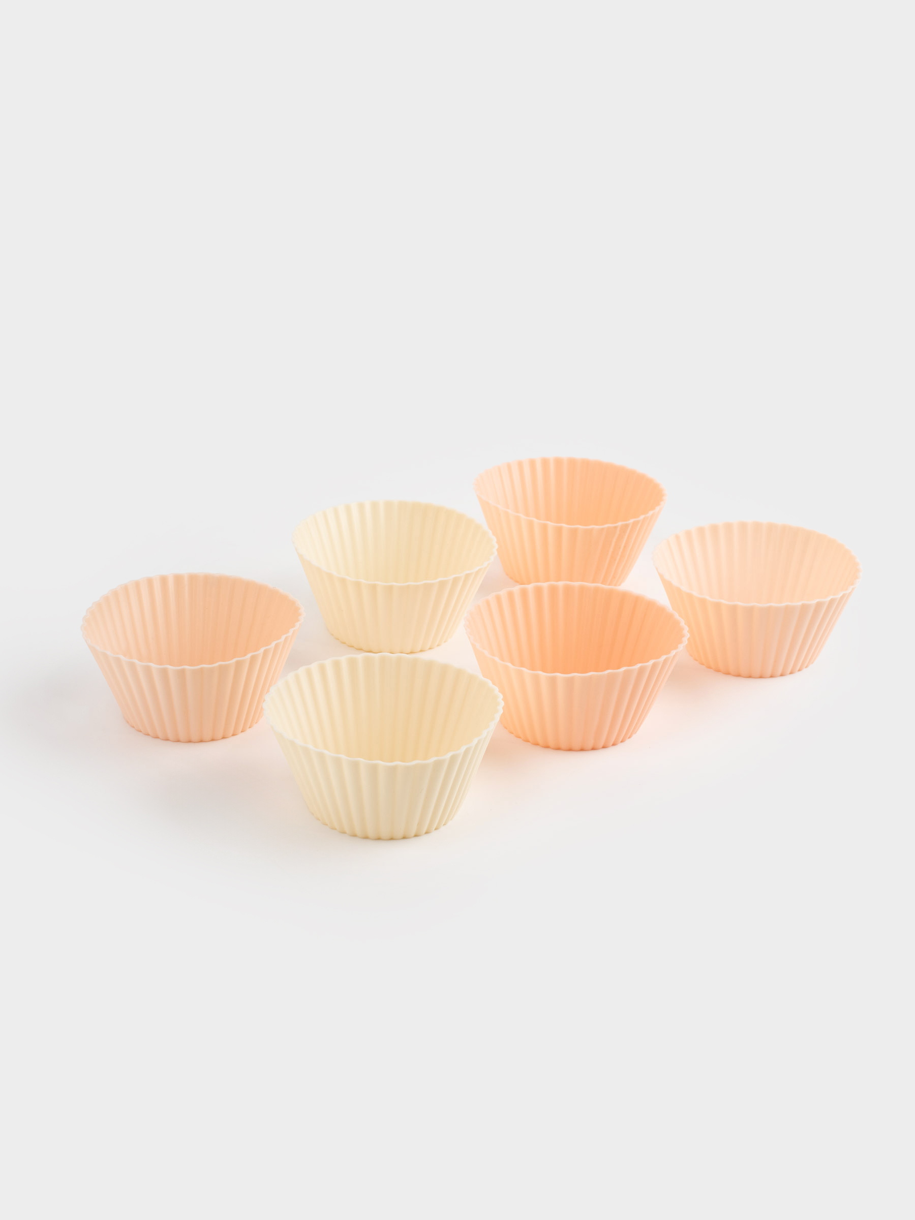 Cupcake baking dish, 7x3 cm, 6 pcs, silicone, beige, Bakery, image-0