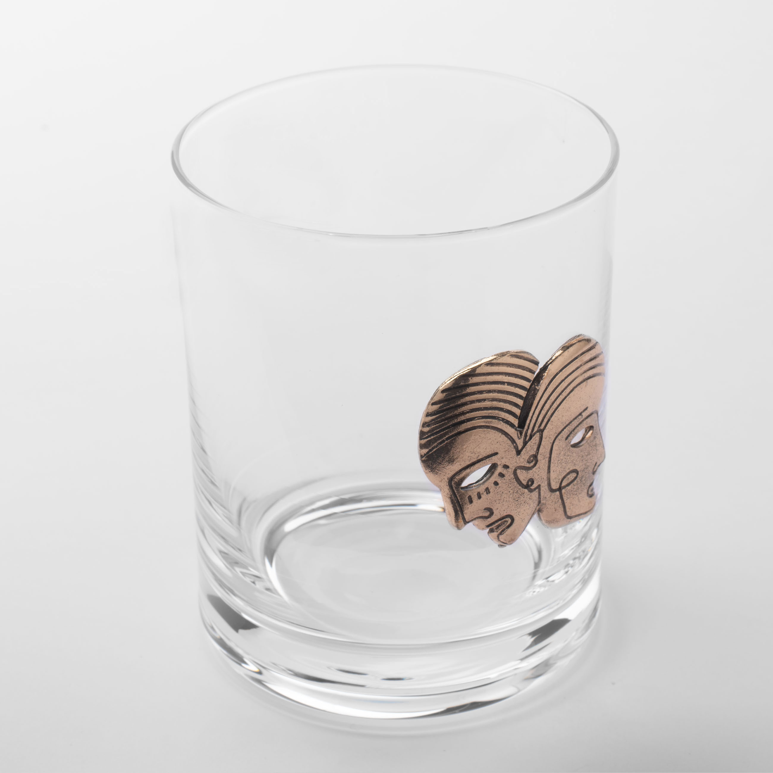 Whiskey glass, 10 cm, 340 ml, glass / metal, gold, Gemini, Zodiac, image-3