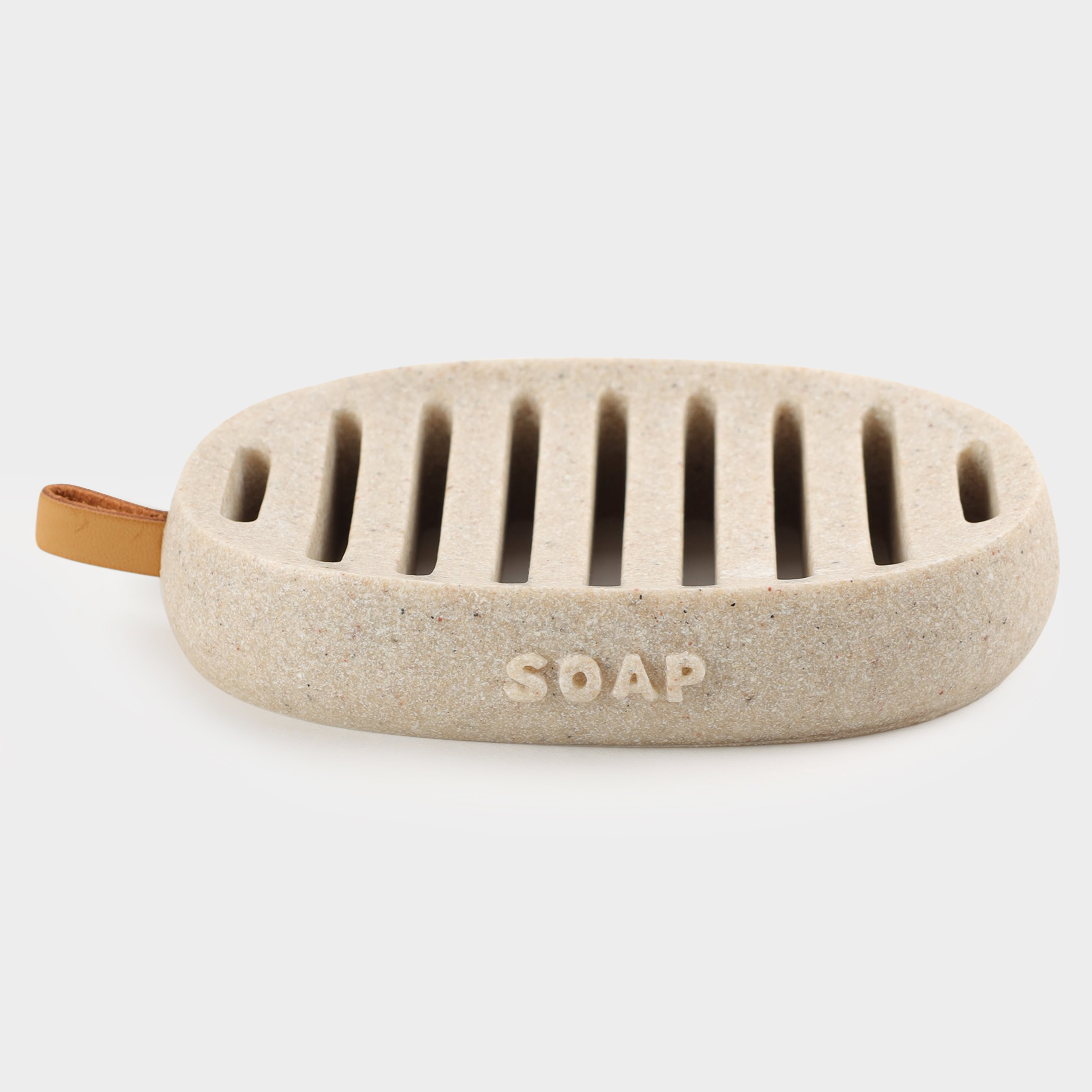 Soap dish, 13x9 cm, polyresin, oval, beige, speckled, Dune, image-0
