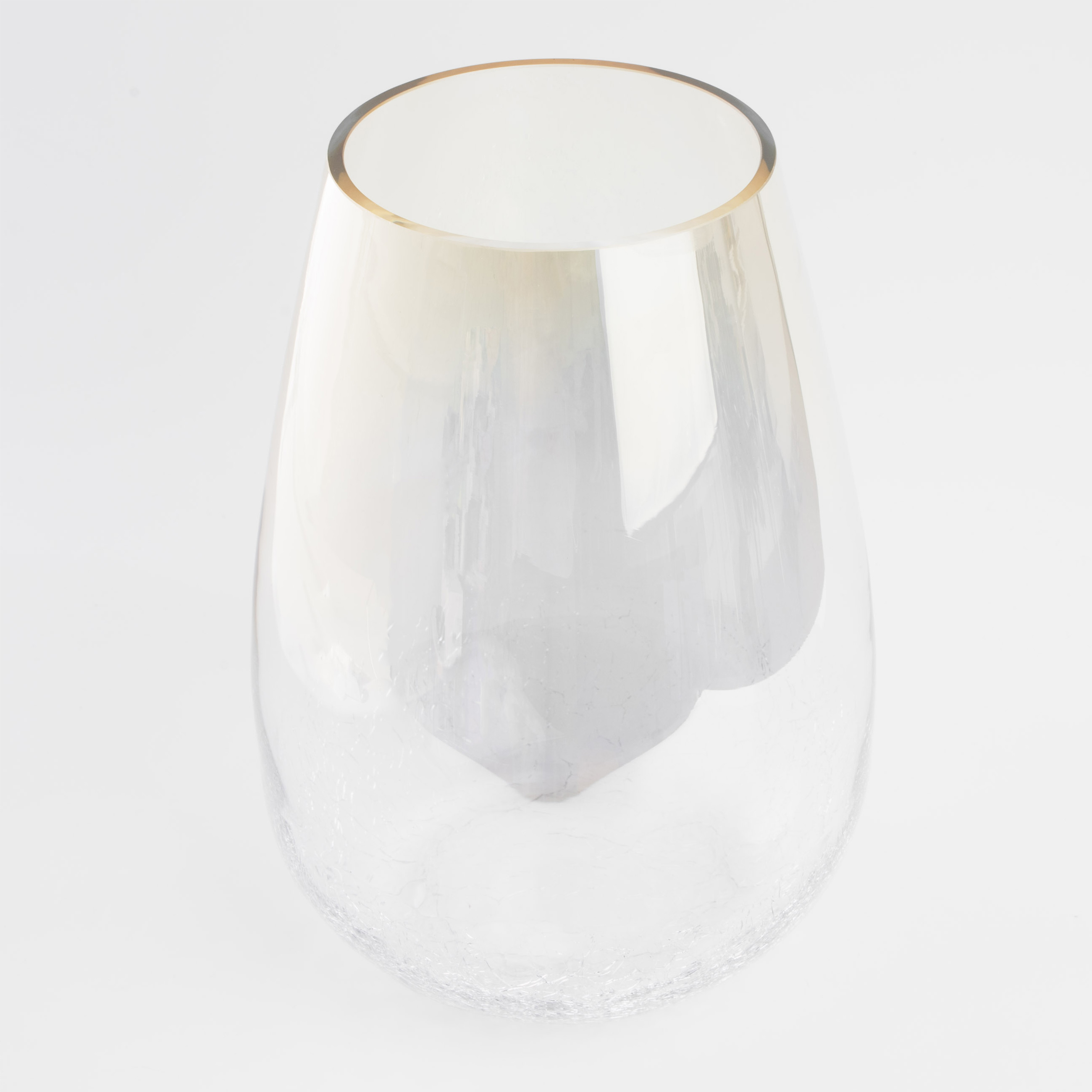 Flower vase, 26 cm, glass, beige gradient, Craquelure, Ice