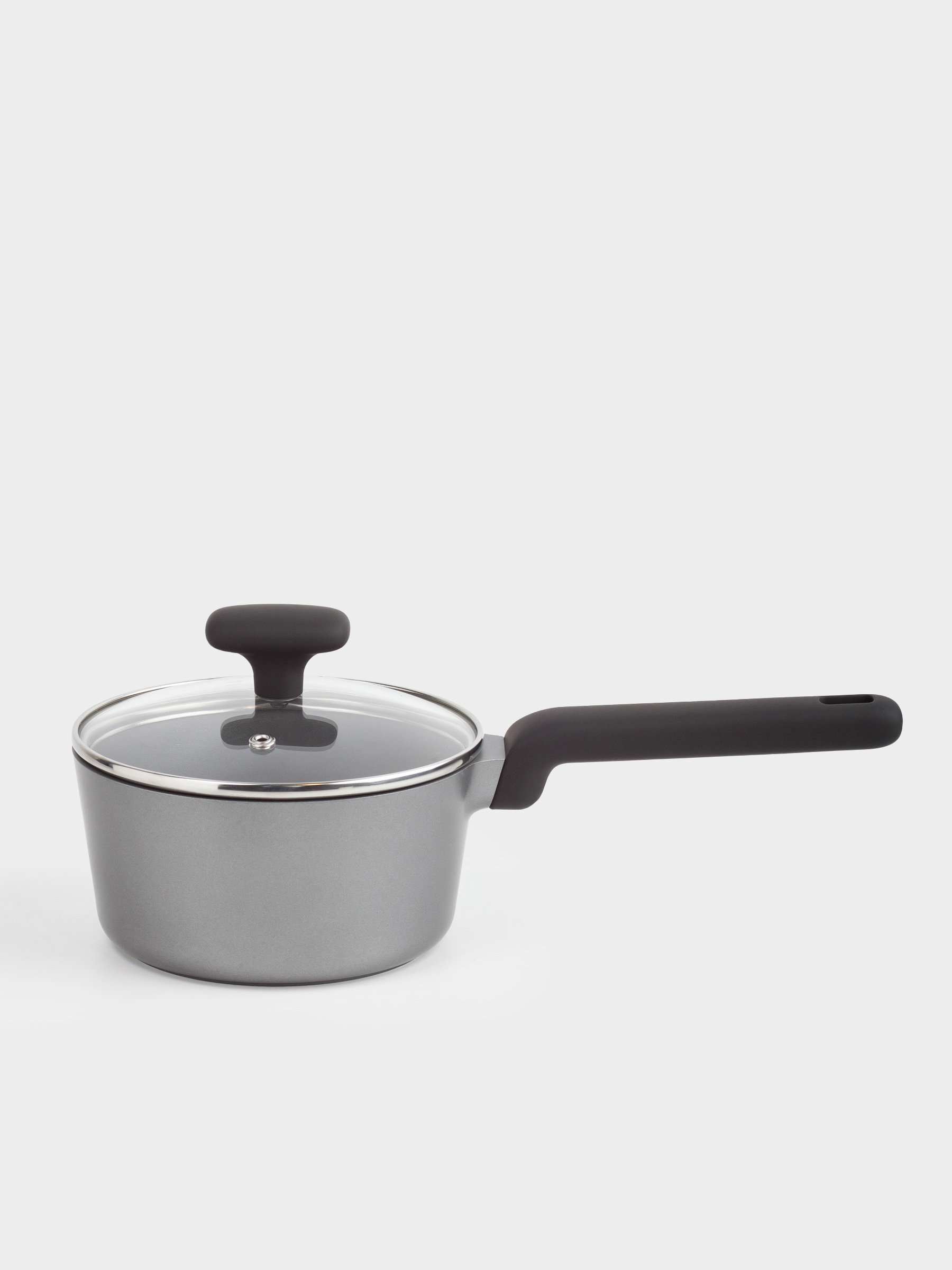 Saucepan, 16 cm, 1.5 l, with lid, coated, aluminum, grey-black, Mintali, image-0