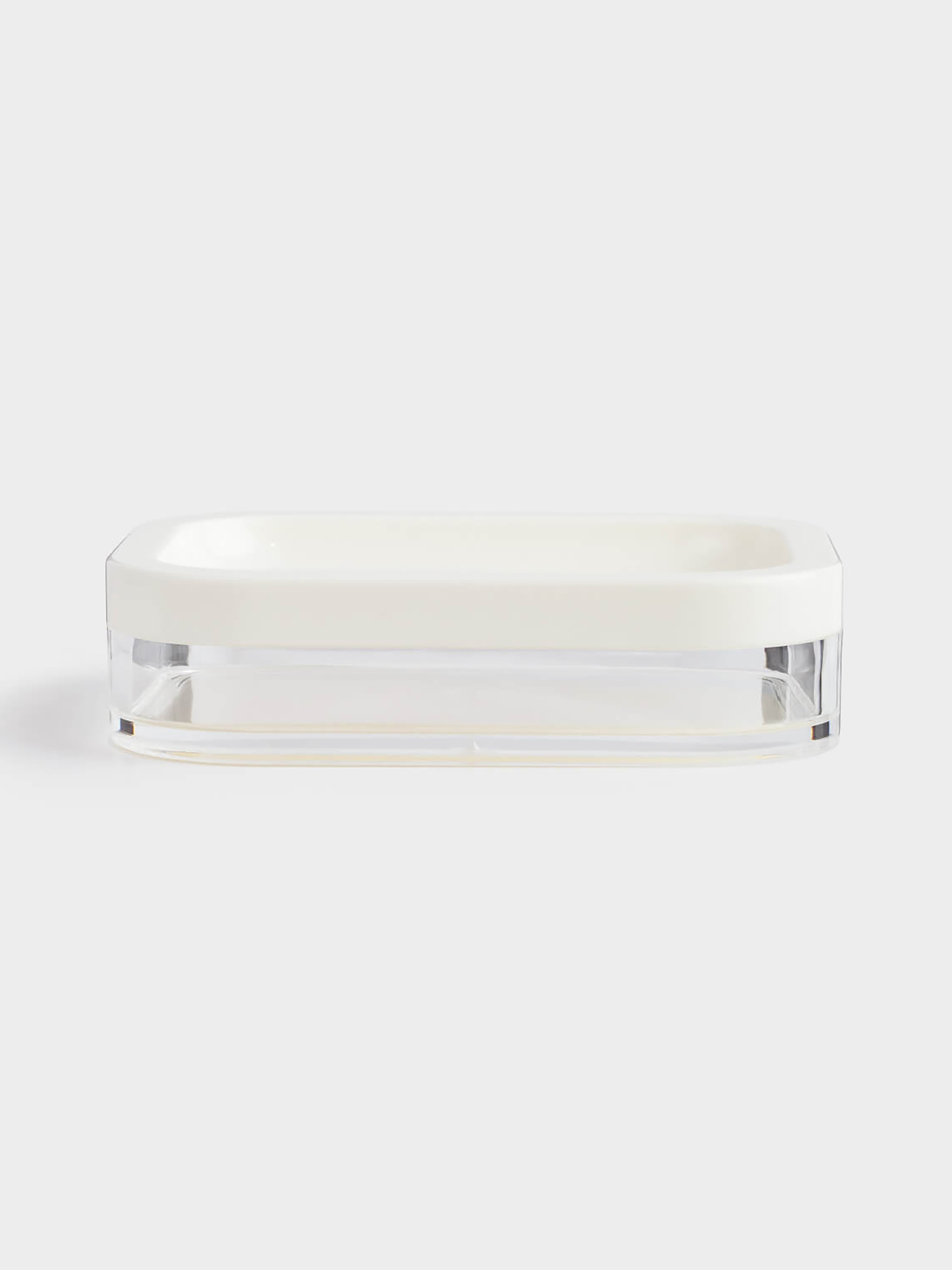 Soap dish, 12x9 cm, plastic / acrylic, rectangular, milky, Eleos, image-1