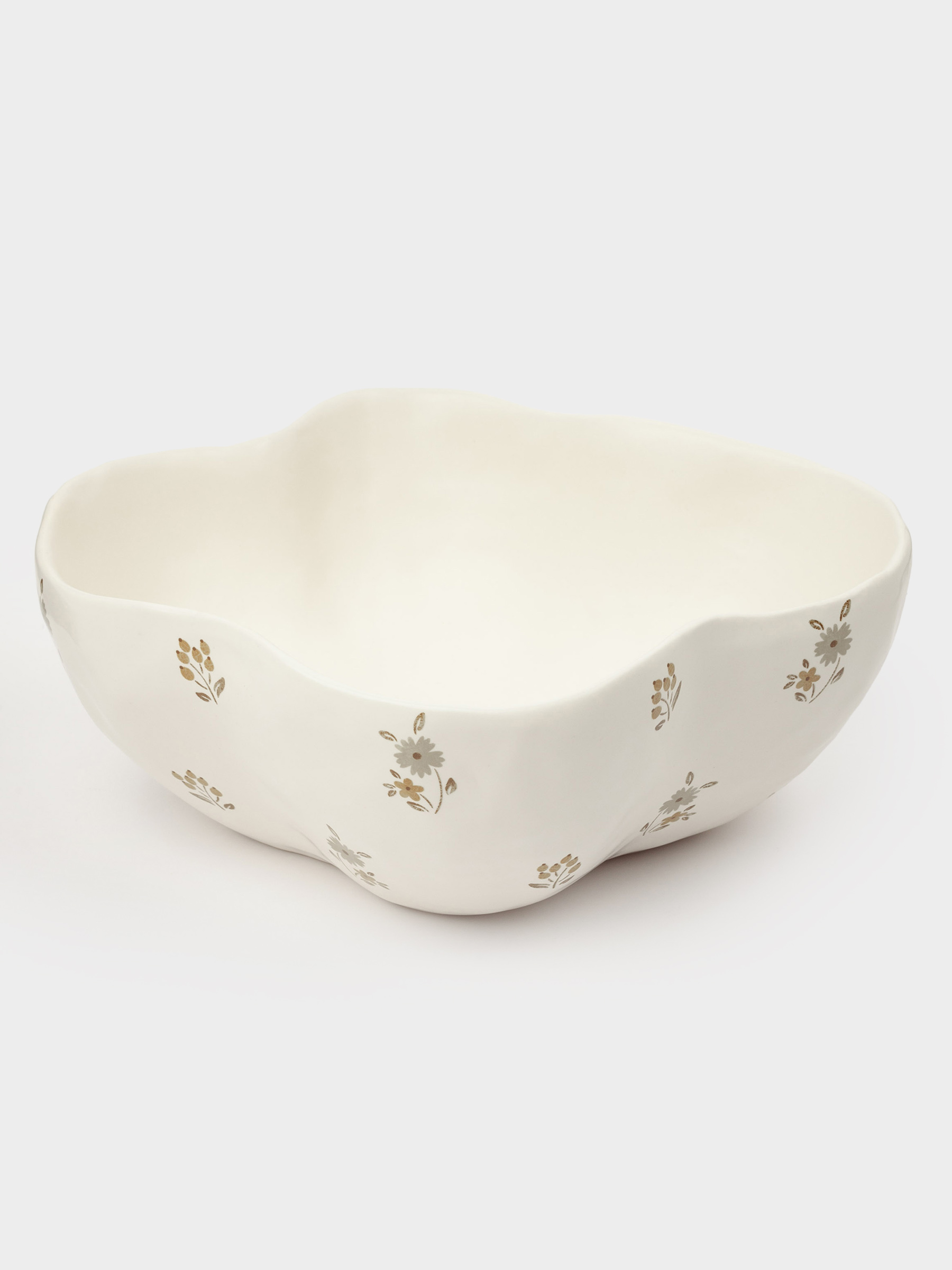 Salad bowl, 21x8 cm, 1.2 l, ceramic, milky, Vintage flowers, La flore, image-2