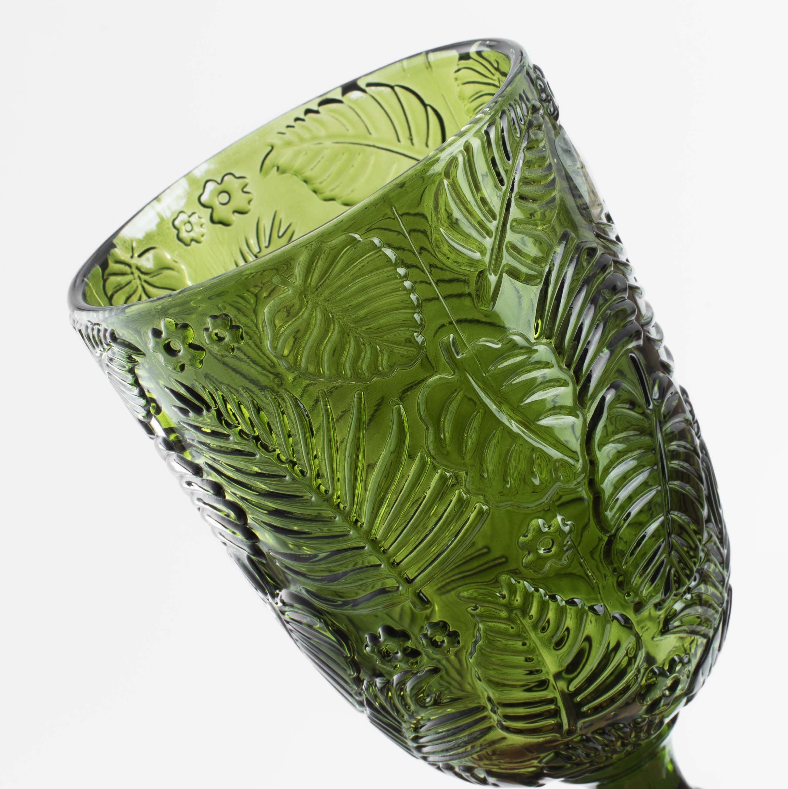 Wine glass, 310 ml, glass R, green, Monstera, Royal jungle, image-3