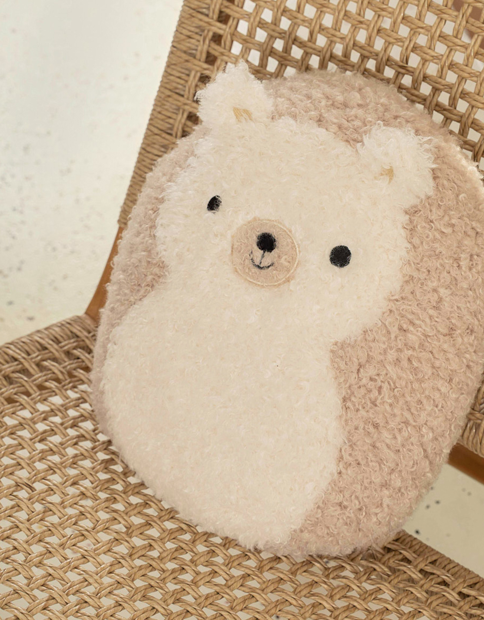 Decorative pillow, 35x28 cm, boucle, beige-brown, Hedgehog, Boucle figure, image-5