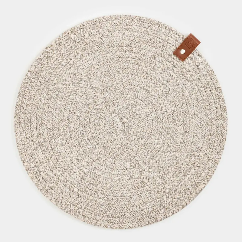 Placemat, 38 cm, polyester / cotton, round, beige-brown, Swivel