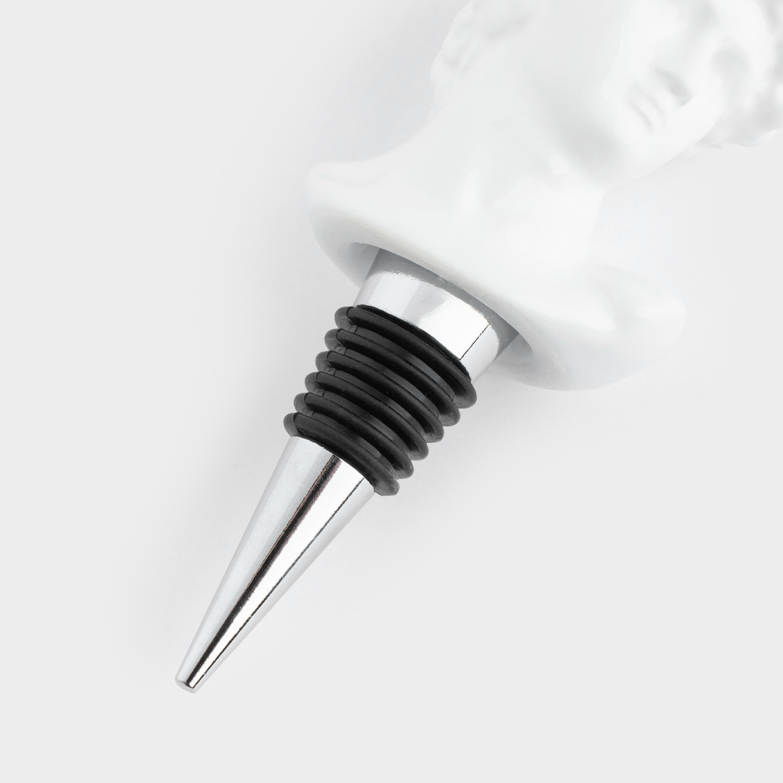 Bottle stopper, 12 cm, metal / ceramic, white, David, Apollo, image-2