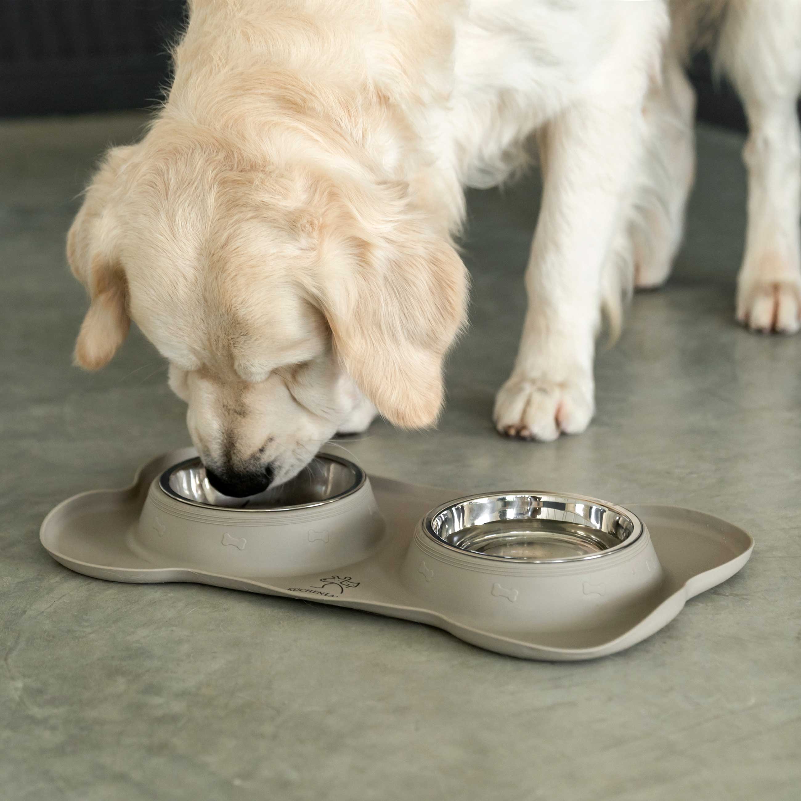 Pet bowl, 46x27 cm, 375 ml, double, on stand, steel / rubber, grey, Favorite pet, image-4