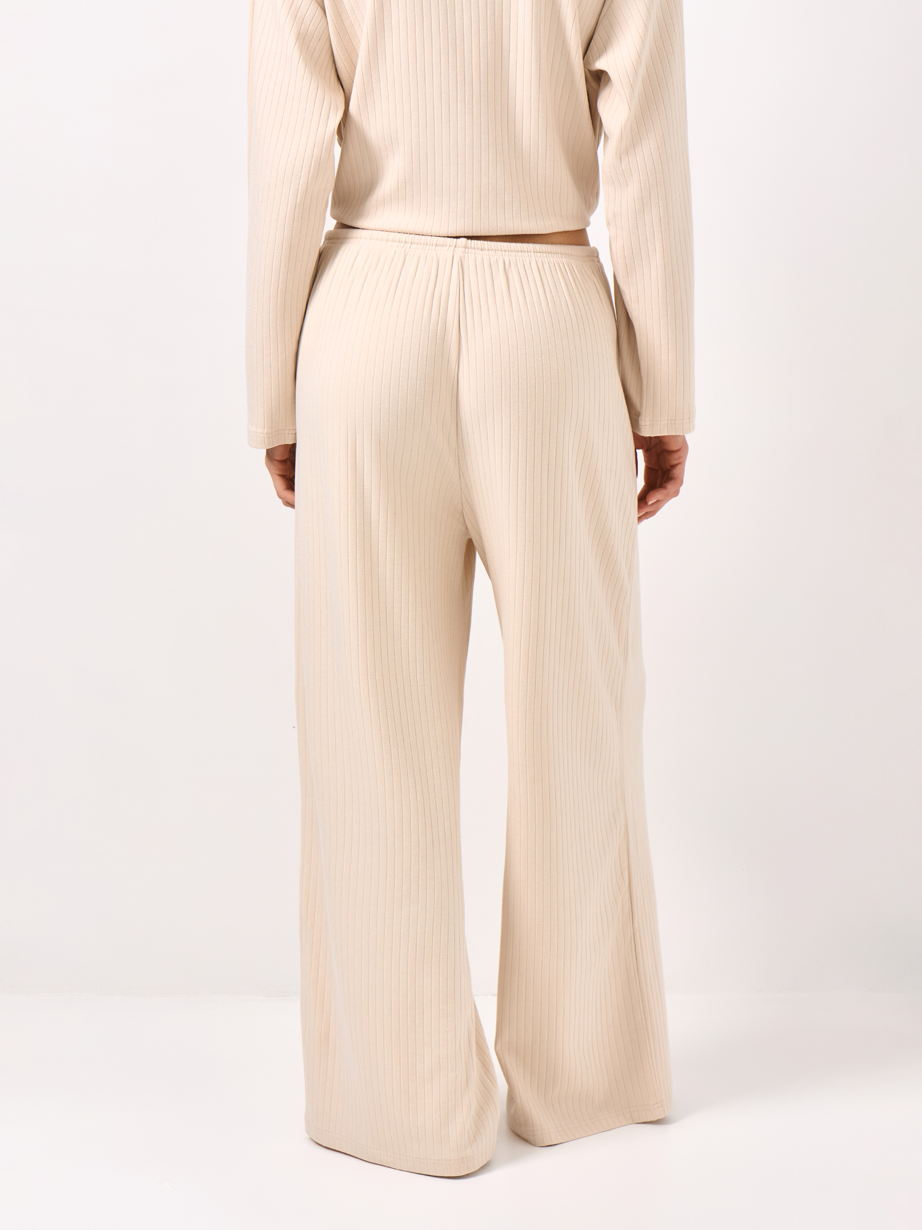 Women's trousers, homewear, size S, viscose/spandex, sand, Camaria, image-3