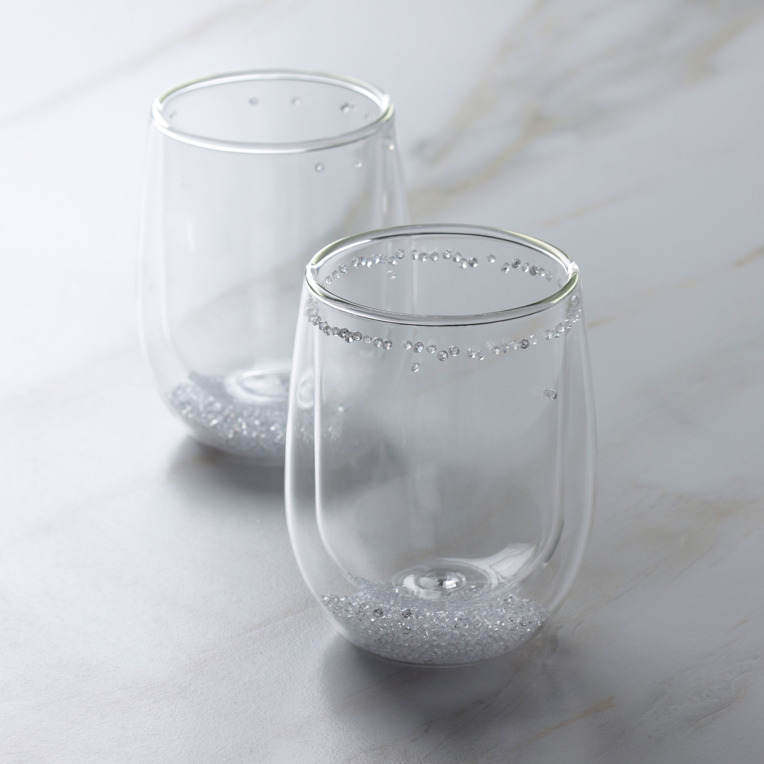 Glass, 11 cm, 300 ml, 2 pcs, B glass, with crystals inside, Air decor, image-5