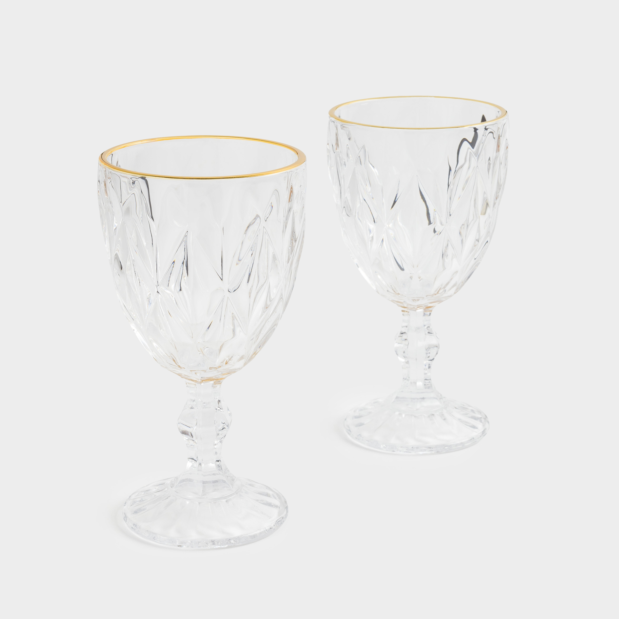 Wine glass, 300 ml, 6 pcs, glass R, with golden edging, Rhomb gold